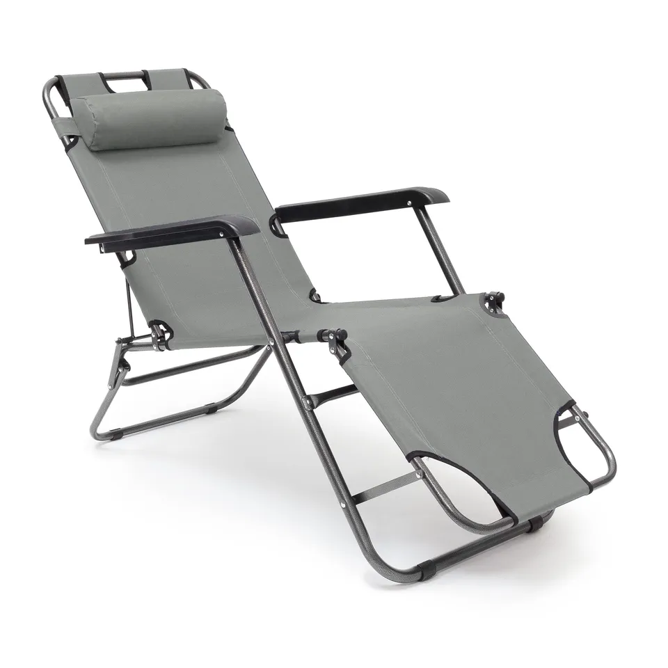 relaxdays-liegestuhl-sonnenliege-klappbar-anthrazit-mit-kissen image 1