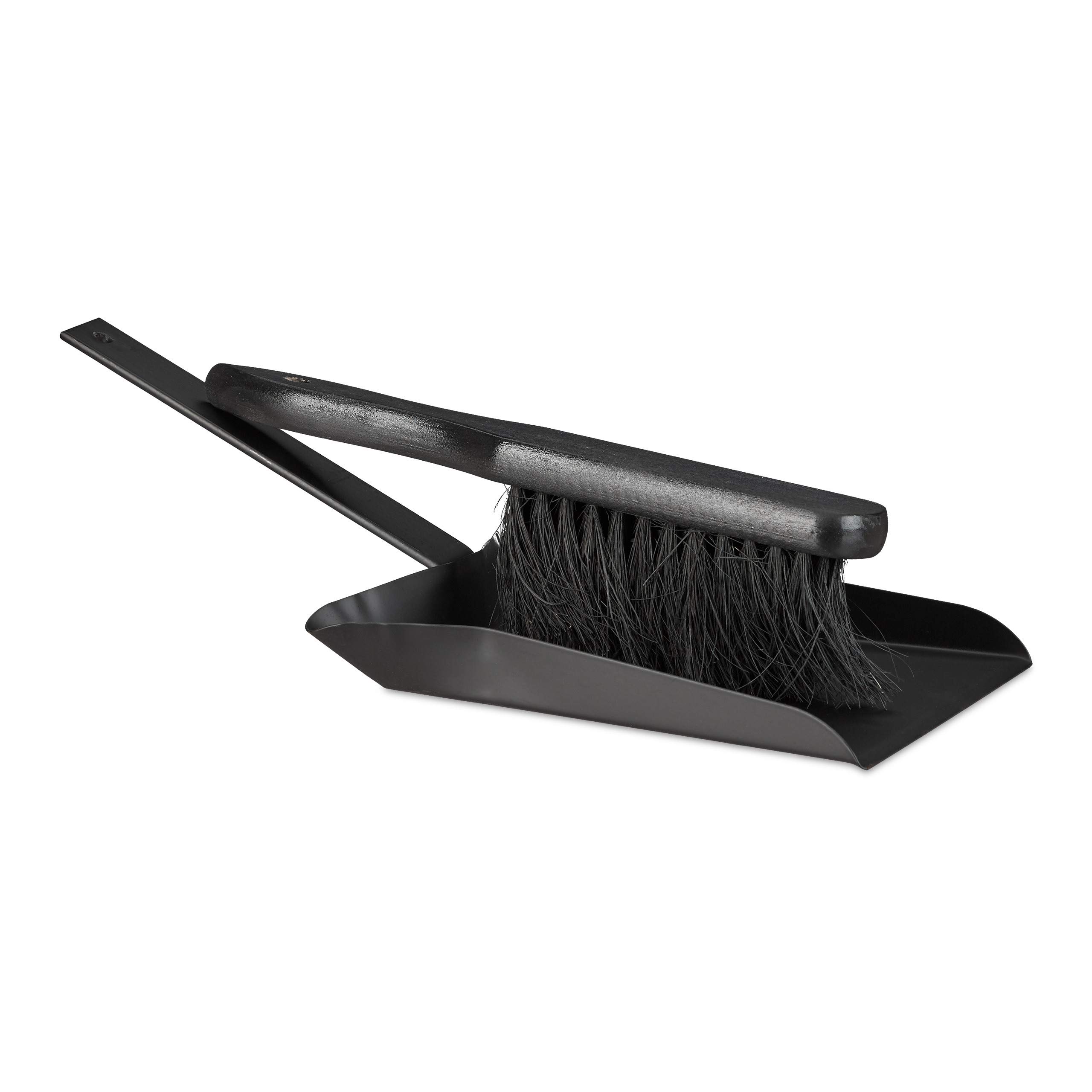 relaxdays-kehrgarnitur-37-cm-stahl-schwarz-kehrset-mit-handfeger-und-handschaufe image 1