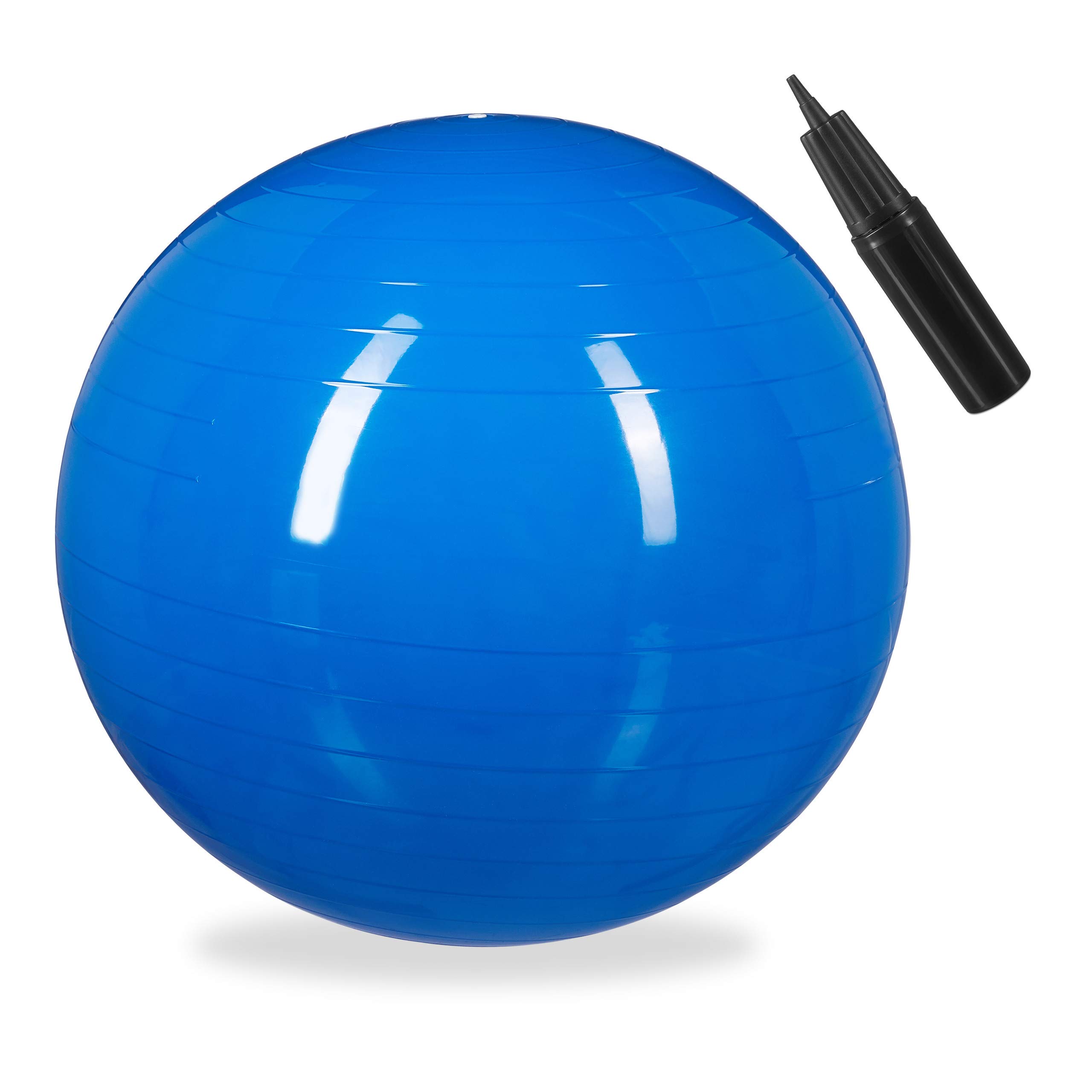 relaxdays-gymnastikball-fitnessball-55-cm-blau-mit-luftpumpe image 1