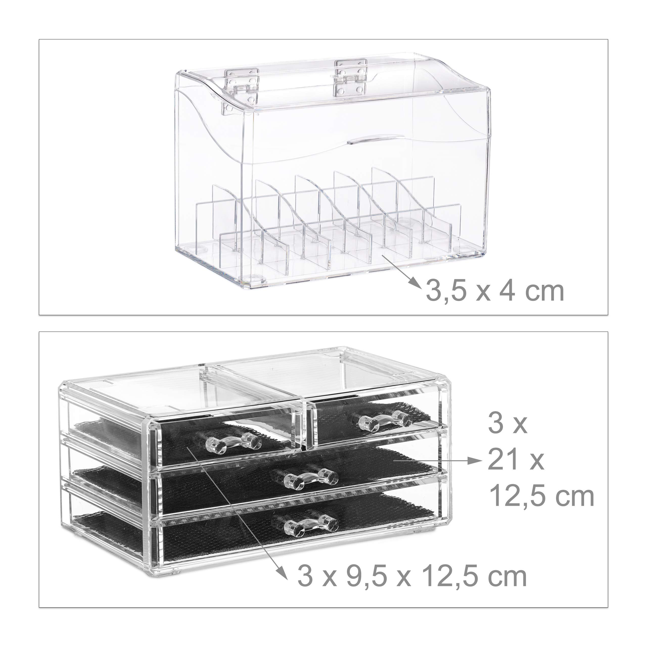 relaxdays-make-up-organizer-acryl-mit-4-schubladen-und-deckel-transparent image 5