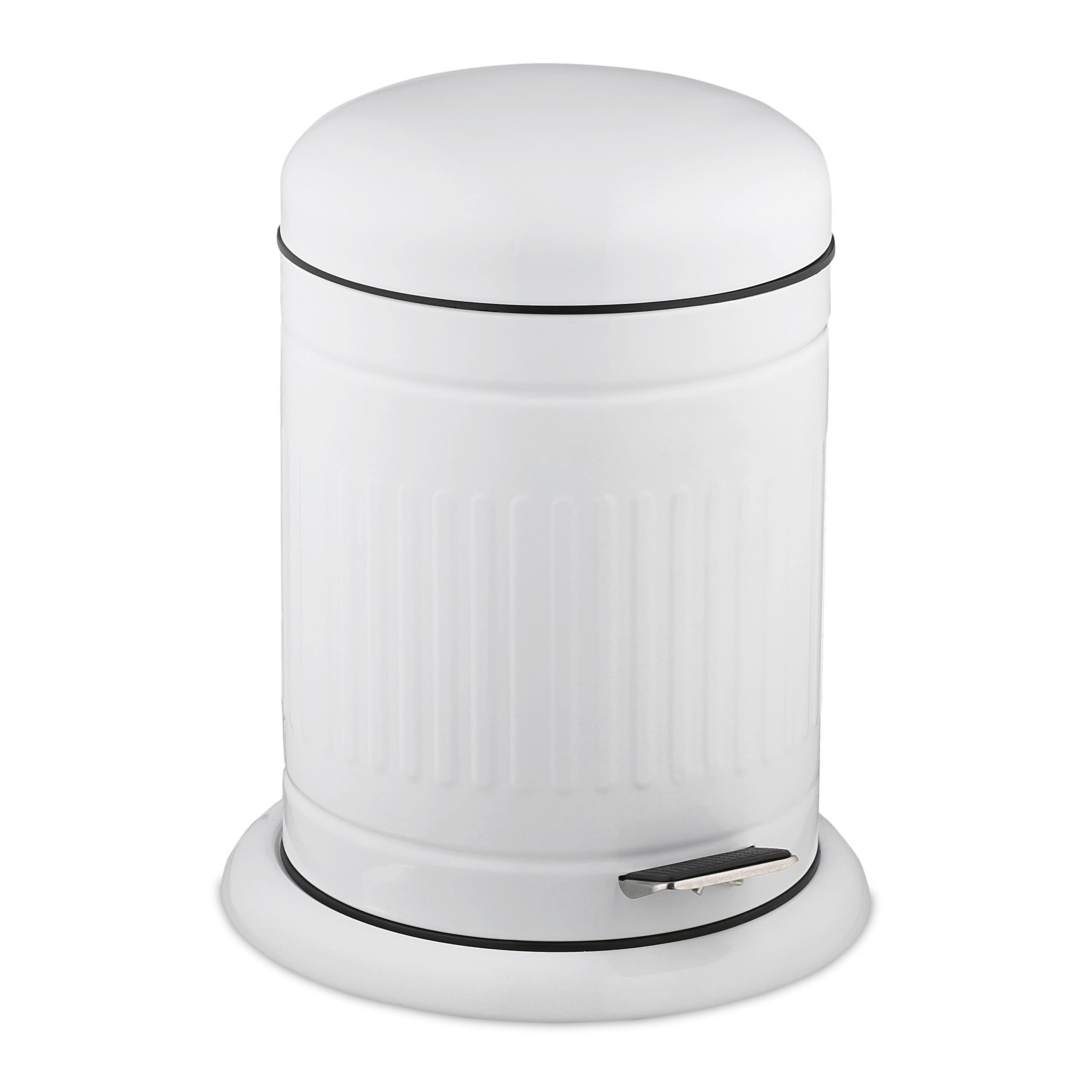 relaxdays-treteimer-5-liter-mit-absenkautomatik-in-wei image 1