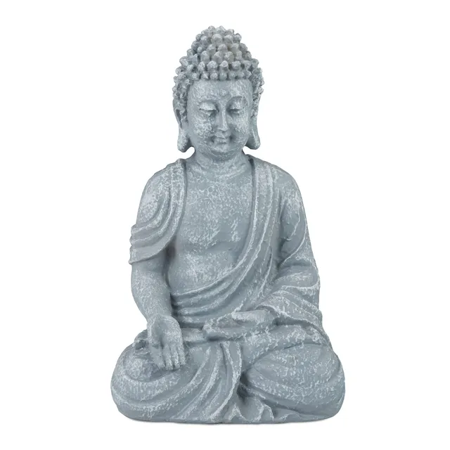relaxdays-buddha-figur-sitzend-30-cm-polyresin-hellgrau image 1