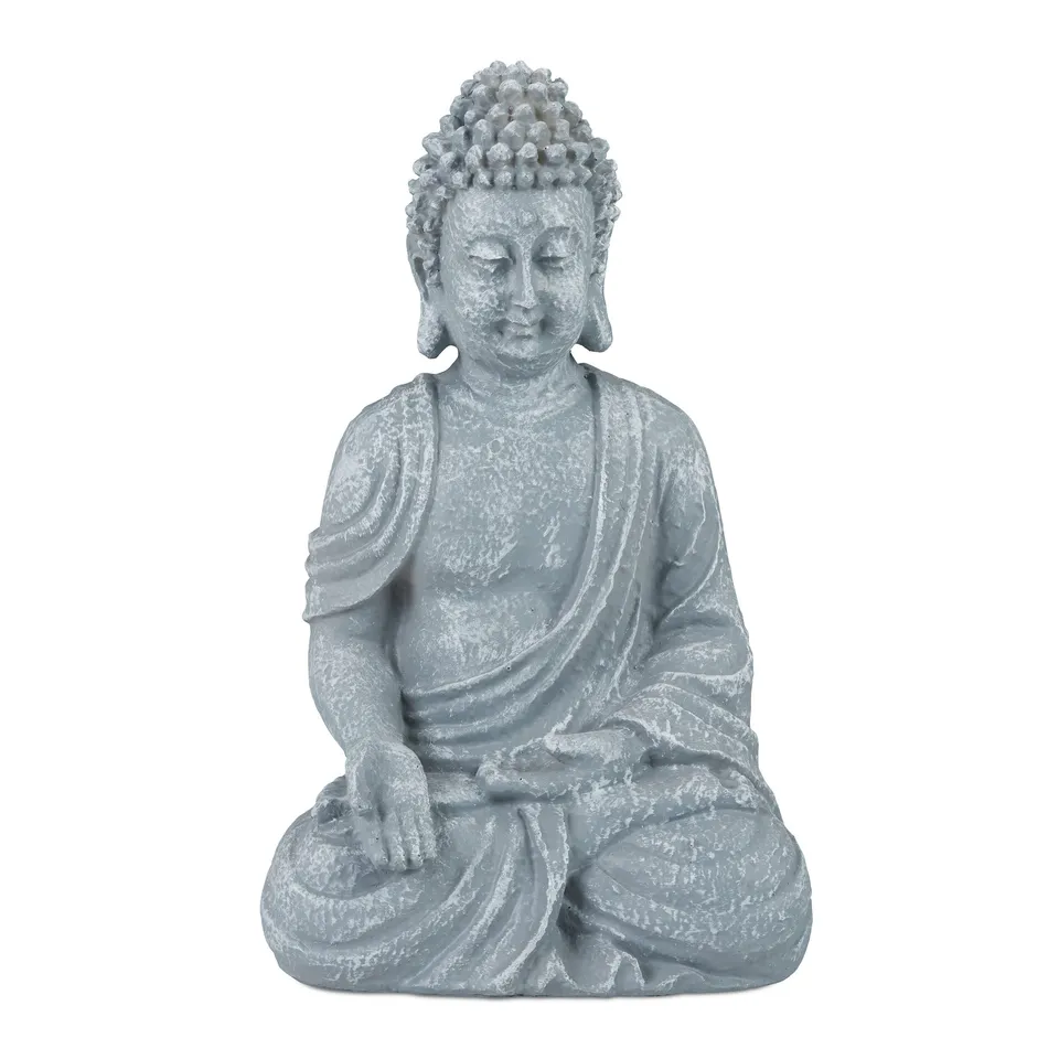 relaxdays-buddha-figur-sitzend-30-cm-polyresin-hellgrau image 1