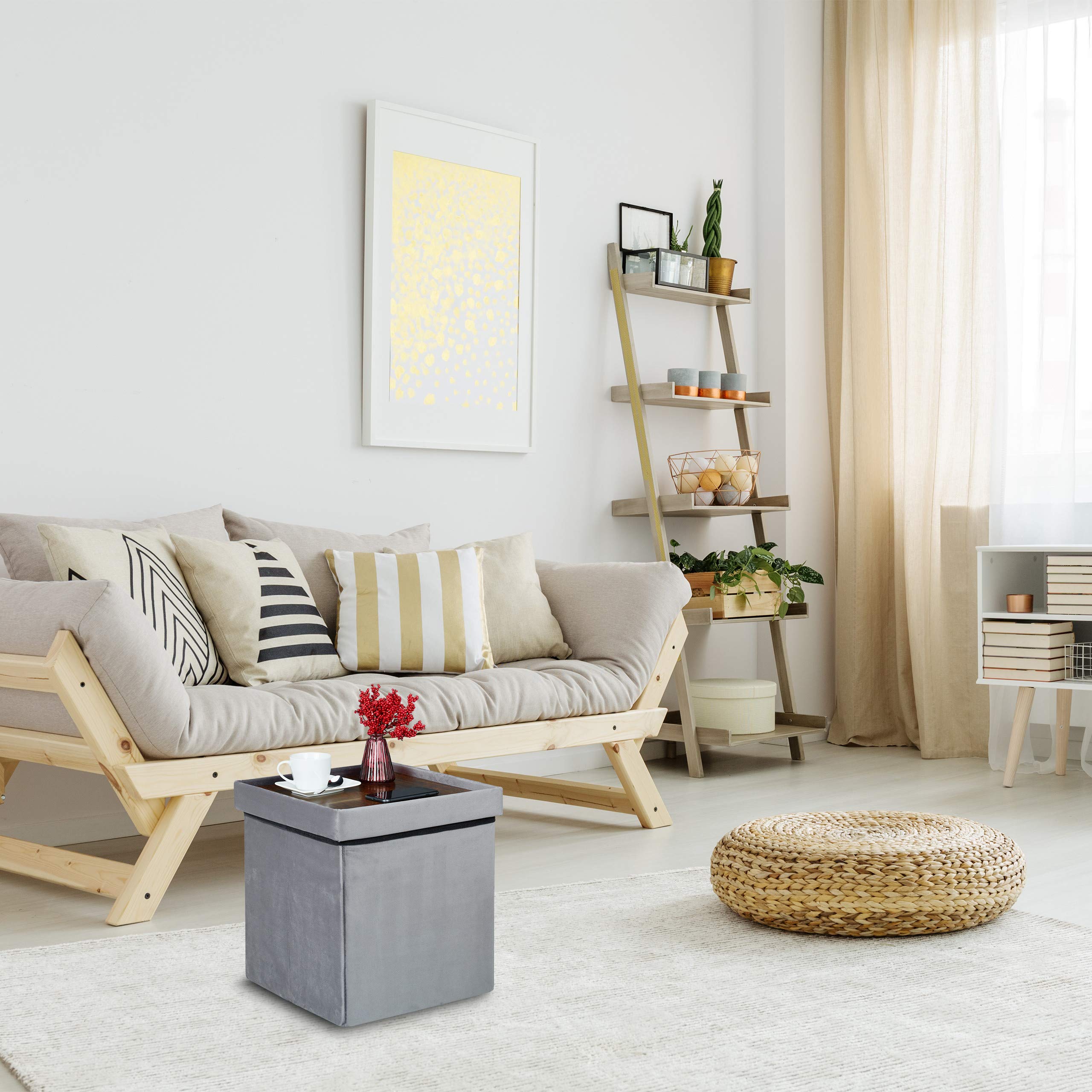 relaxdays-samthocker-mit-stauraum-und-tablett-42-x-38-x-38-cm-grau image 2