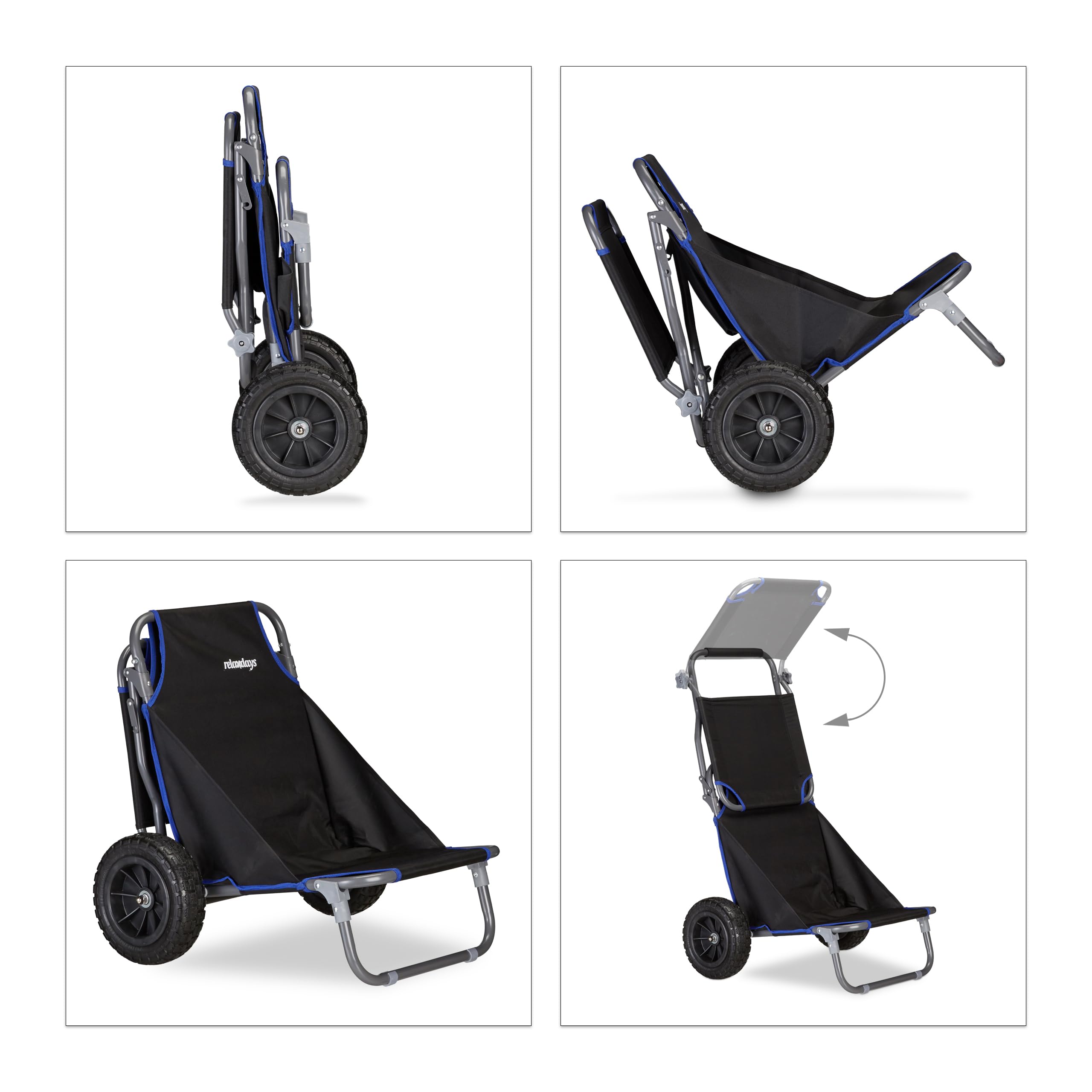 relaxdays-strandwagen-faltbar-2in1-mit-strandstuhl-sonnendach-61x65x102-cm-schwa image 5