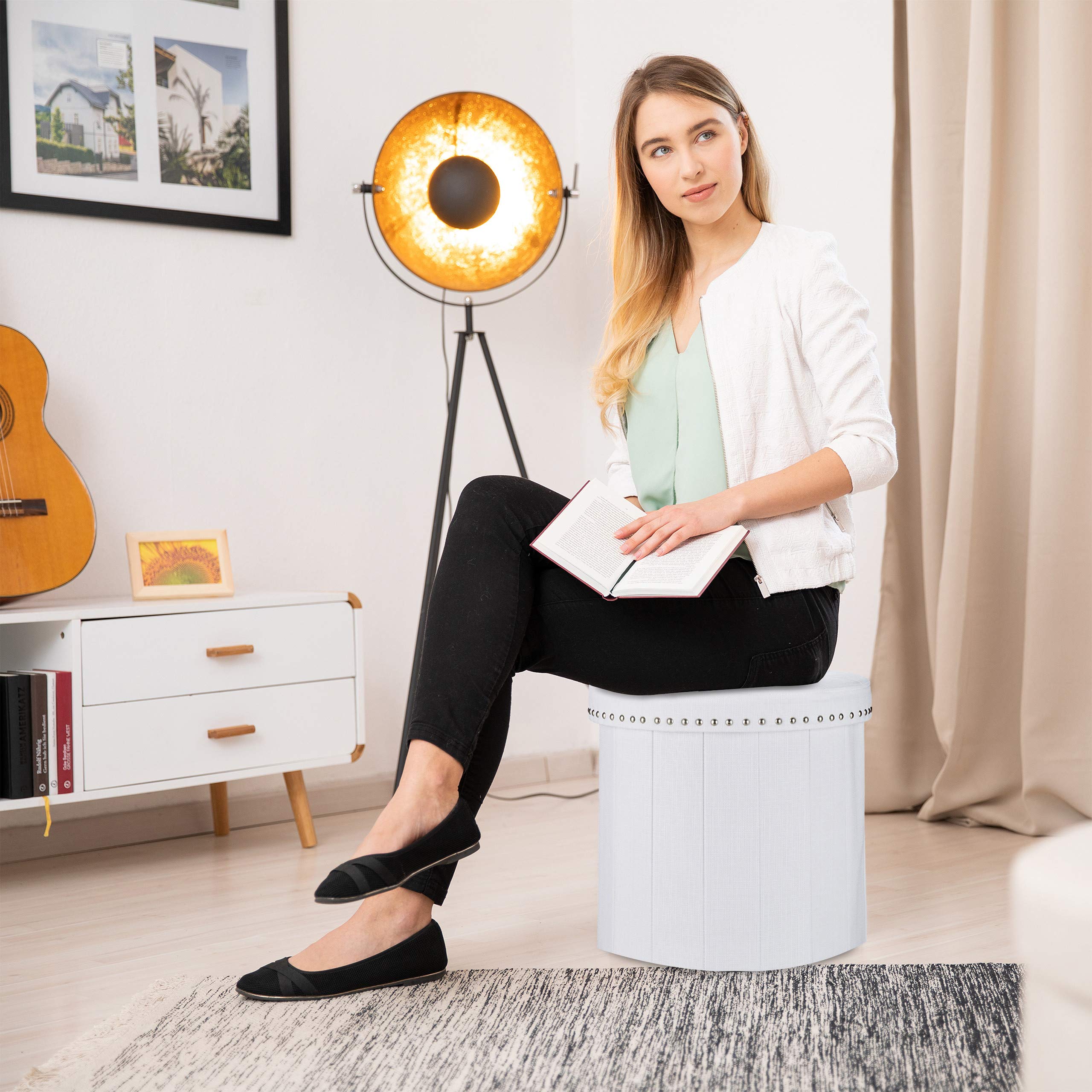 relaxdays-sitzhocker-rund-mit-stauraum-faltbar-wei-43x46-cm image 2