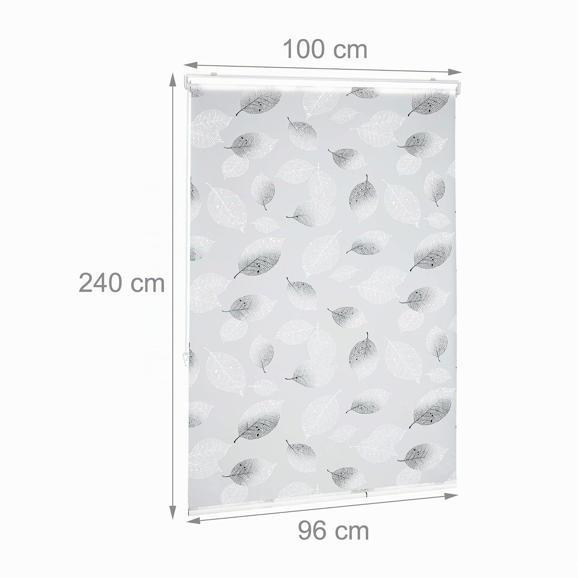 relaxdays-duschrollo-100-x-240-cm-blatt-schwarz-wei-seilzug image 4