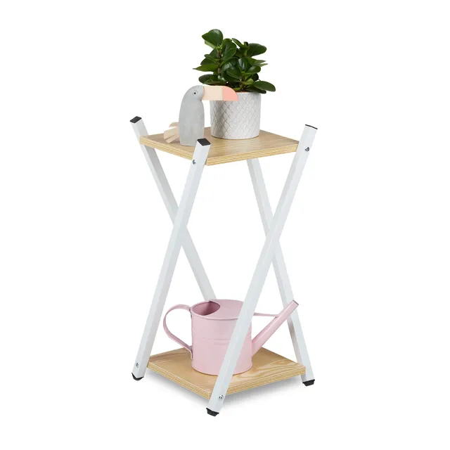 relaxdays-blumenst-nder-2-etagen-holzoptik-57x29x29-cm-wei-hellbraun image 1