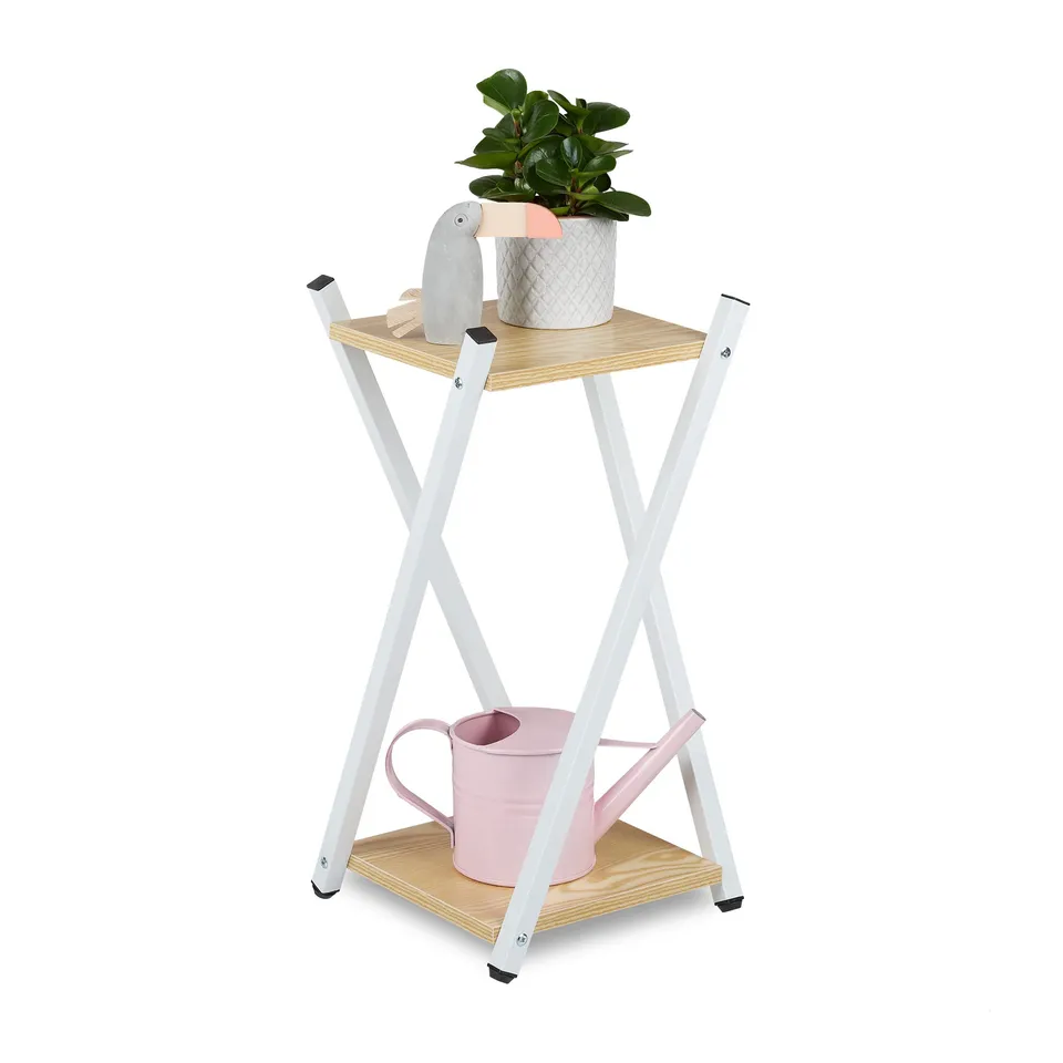 relaxdays-blumenst-nder-2-etagen-holzoptik-57x29x29-cm-wei-hellbraun image 1