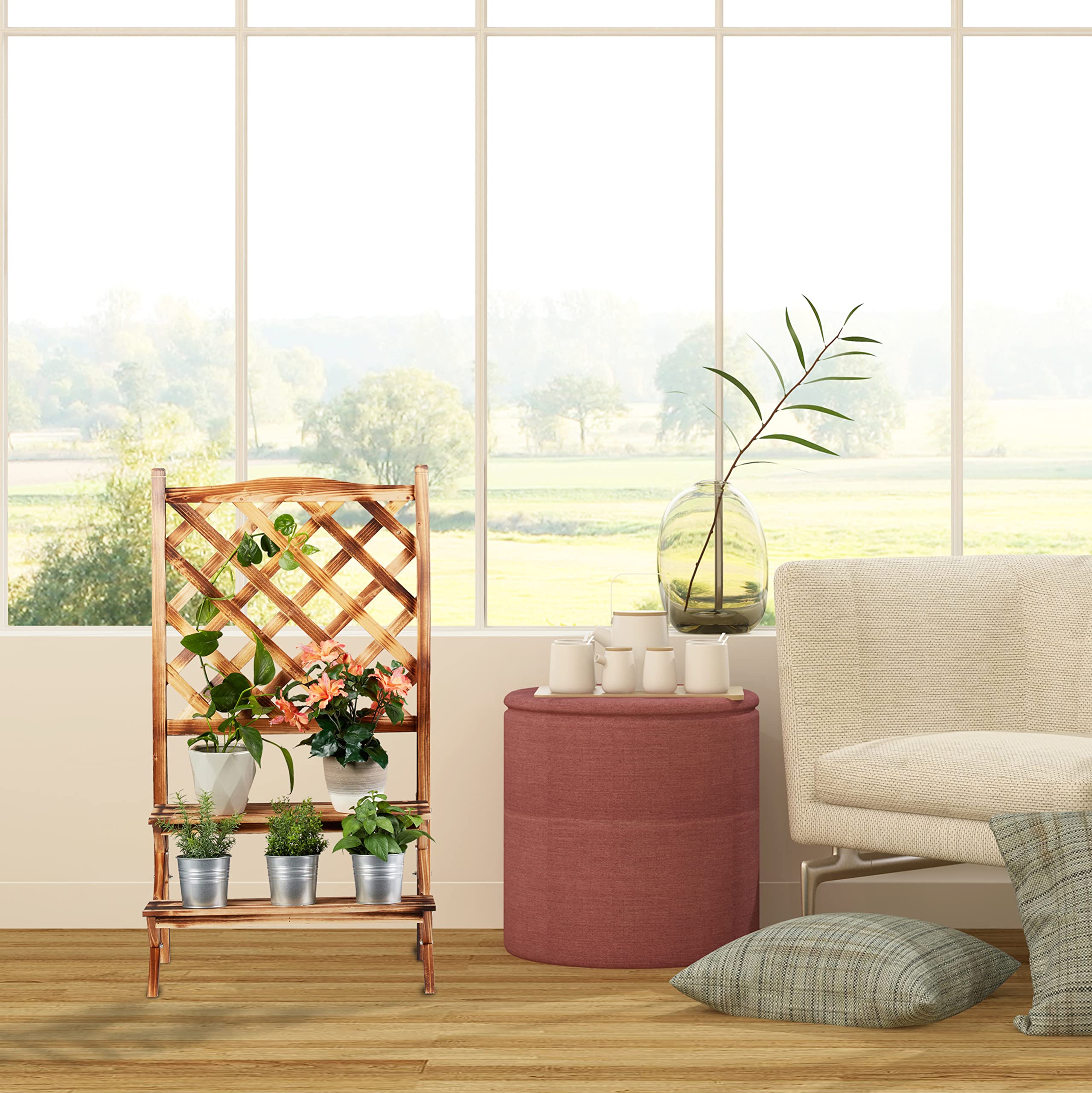 relaxdays-blumentreppe-mit-rankgitter-109x61x40-cm-gebrannt-2-ebenen image 2