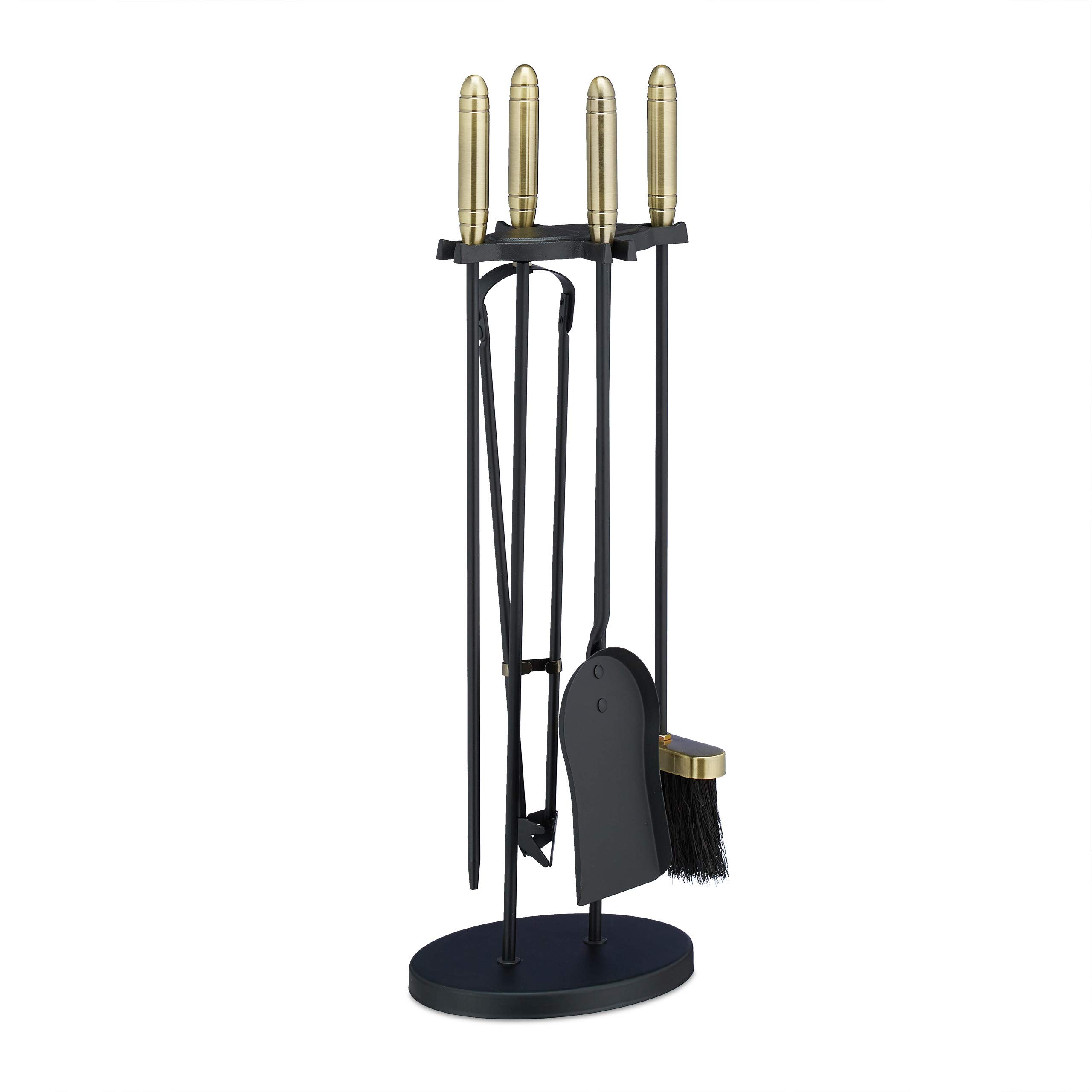 relaxdays-kaminbesteck-5-teilig-stahl-schwarz-gold-59-cm image 1
