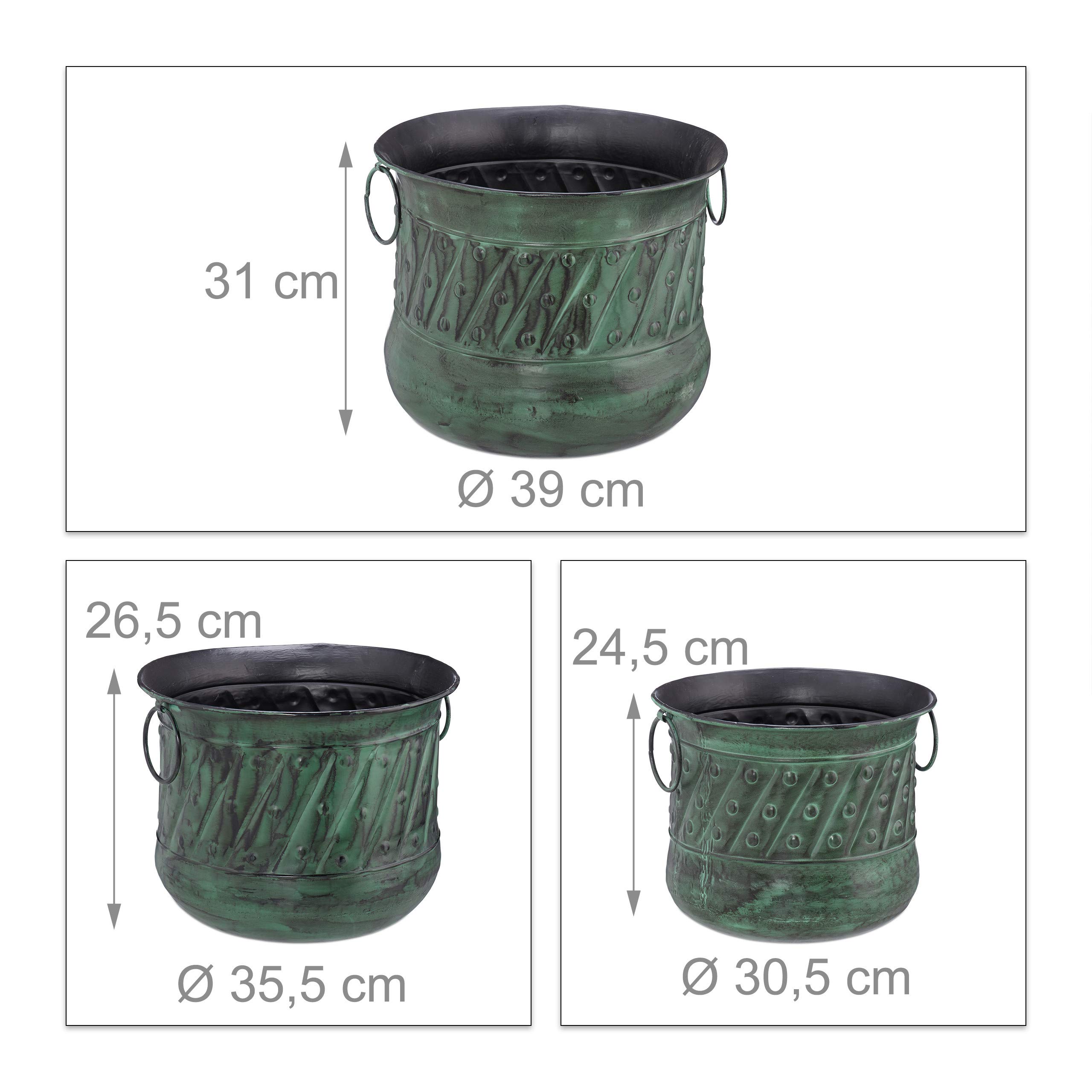 relaxdays-pflanztopf-antik-3er-set-aus-eisen-mit-henkeln-bunt-vintage-bertopf-st image 4