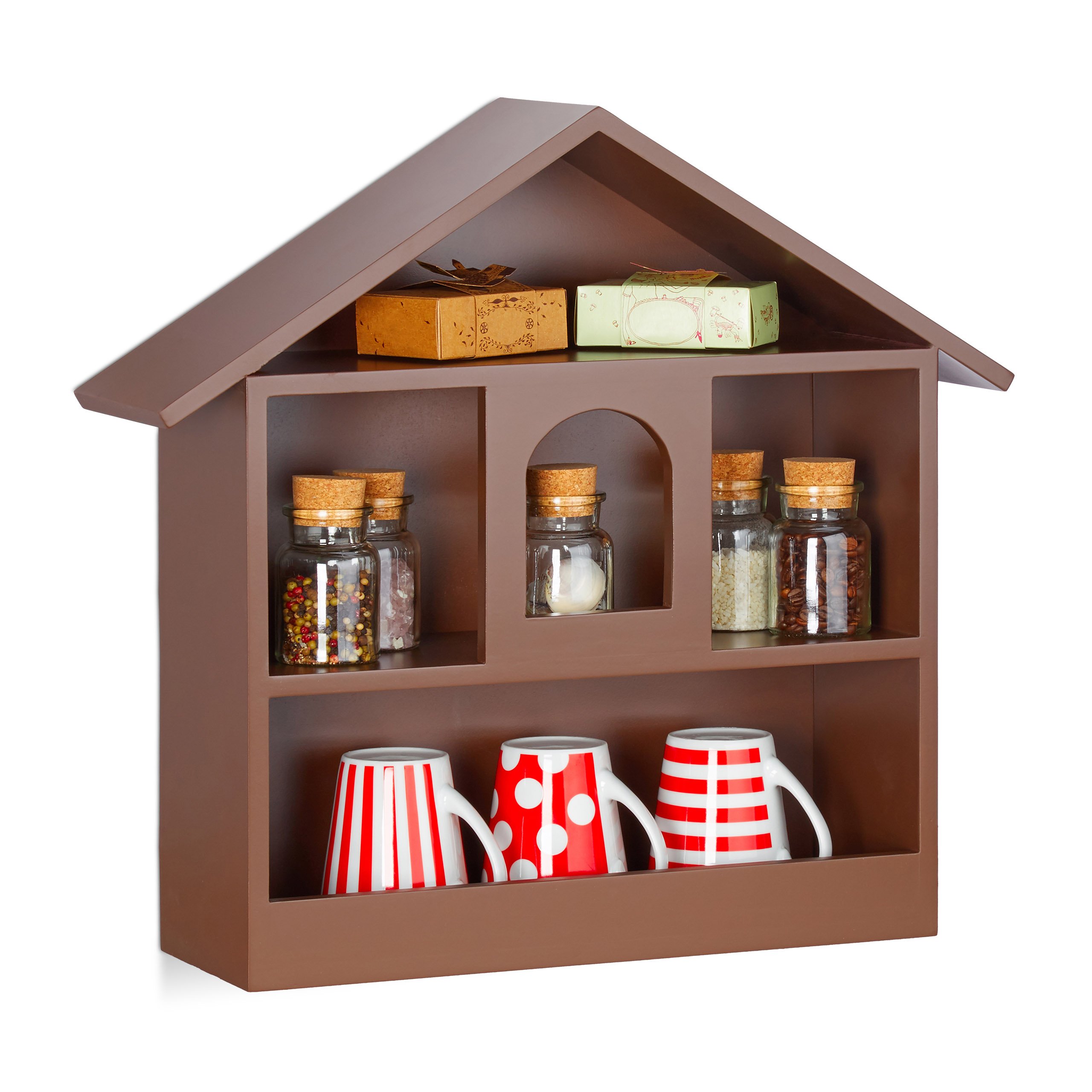relaxdays-wandregal-hausform-schwarz-50-x-53-x-15-cm-setzkasten-3-f-cher-mdf image 1