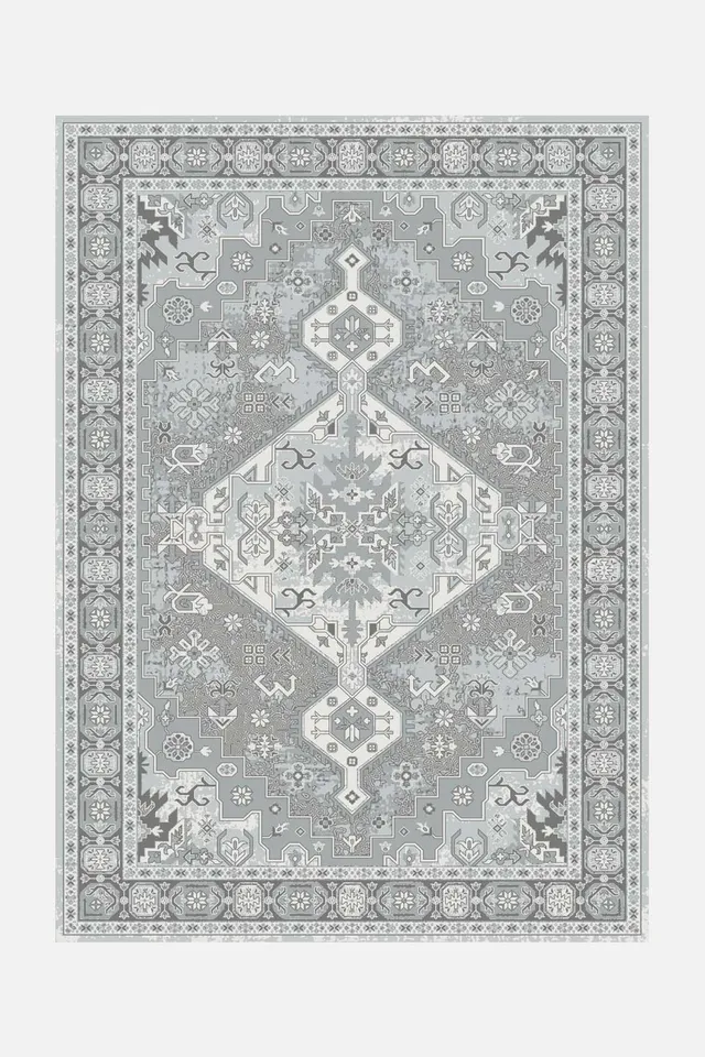 teppana-keivan-platin-teppich-waschbarer-indoor-teppich-grau-silber-persisch image 1