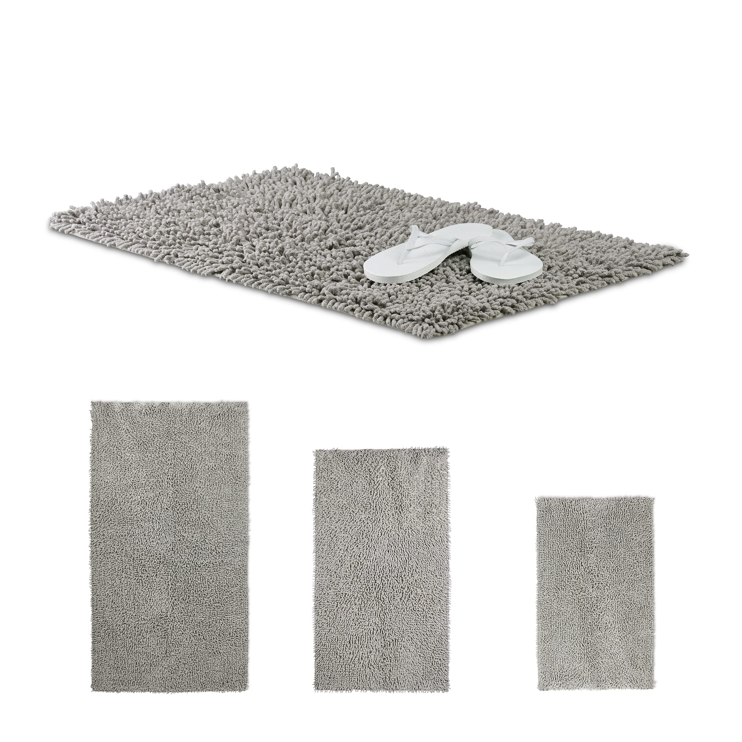 relaxdays-shaggy-badematte-hochflor-teppich-80-x-50-cm-grau image 1