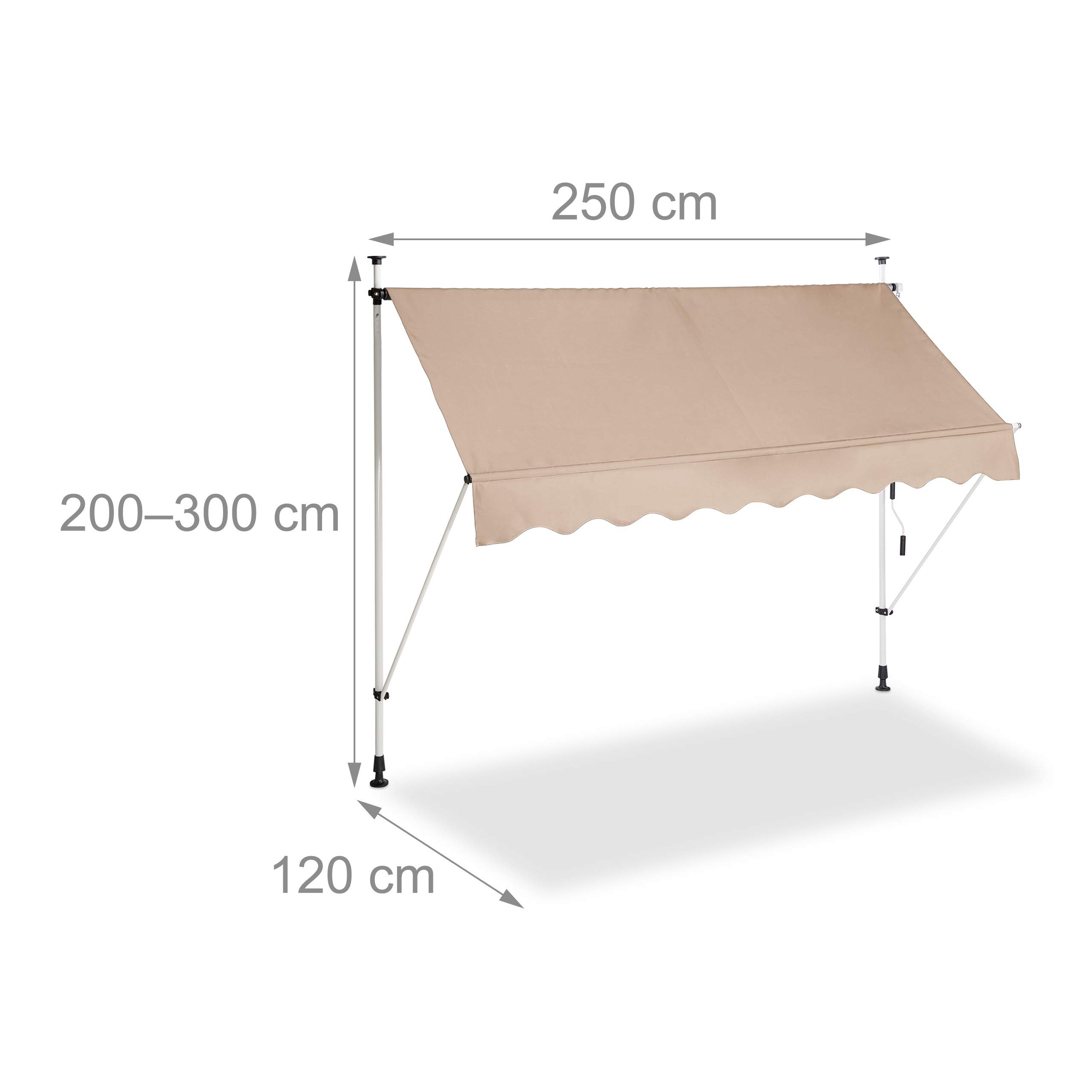 relaxdays-klemmmarkise-250-cm-beige-einziehbarer-balkon-sonnenschutz-ohne-bohren image 4