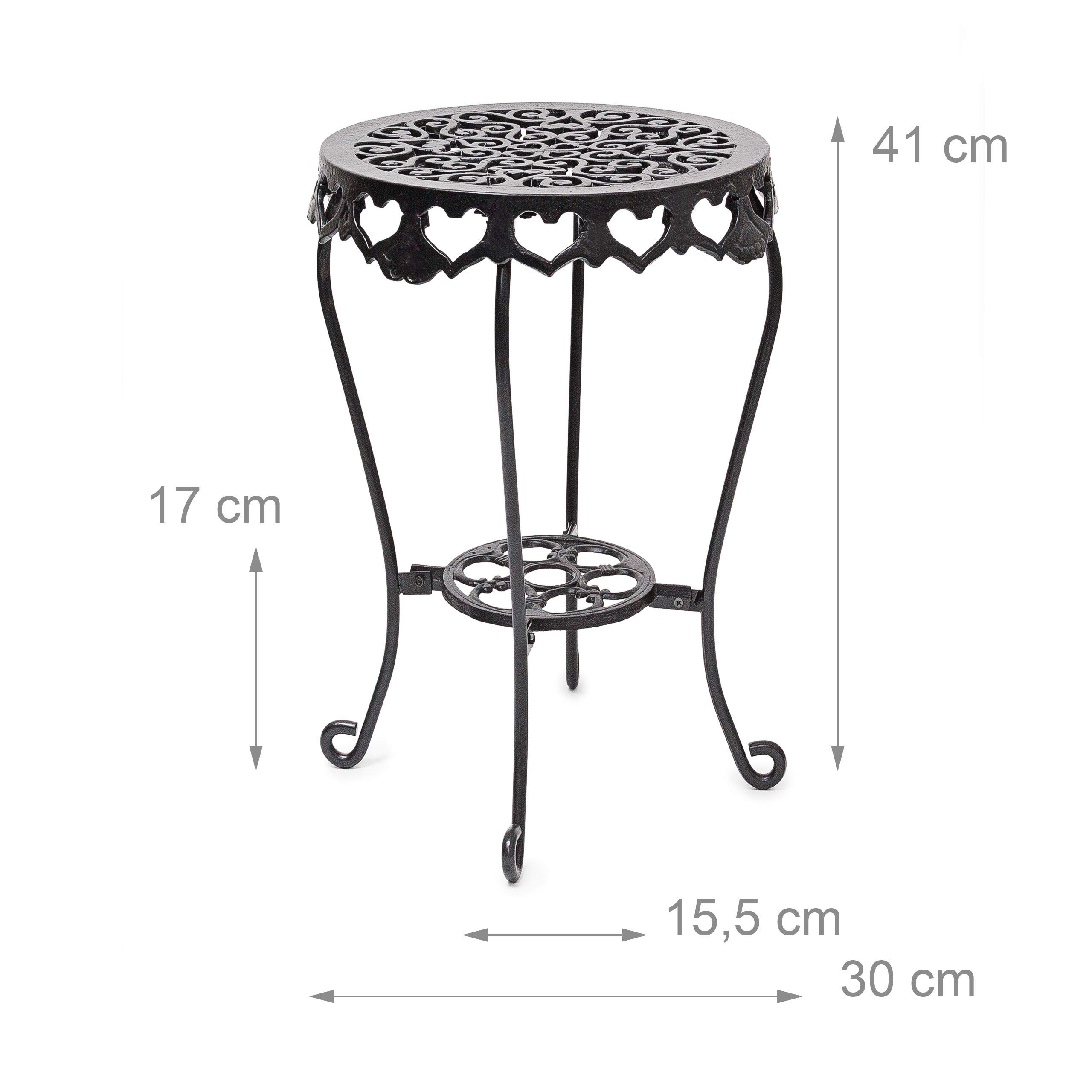 relaxdays-blumenhocker-rund-gr-e-m-aus-gusseisen-beistelltisch-mit-2-ablagen-41x image 4