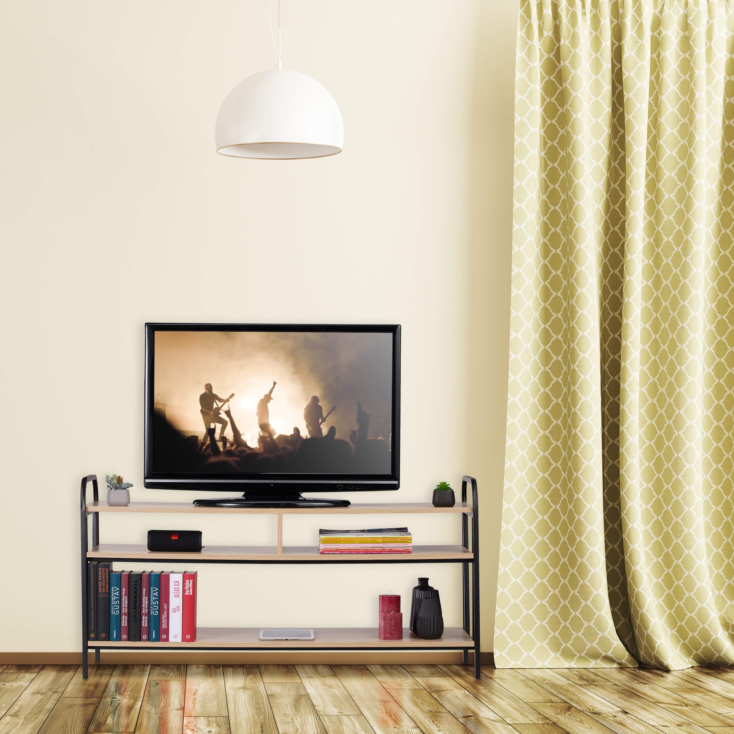 relaxdays-tv-schrank-industrie-lowboard-120x60x40-cm-braun-schwarz image 2