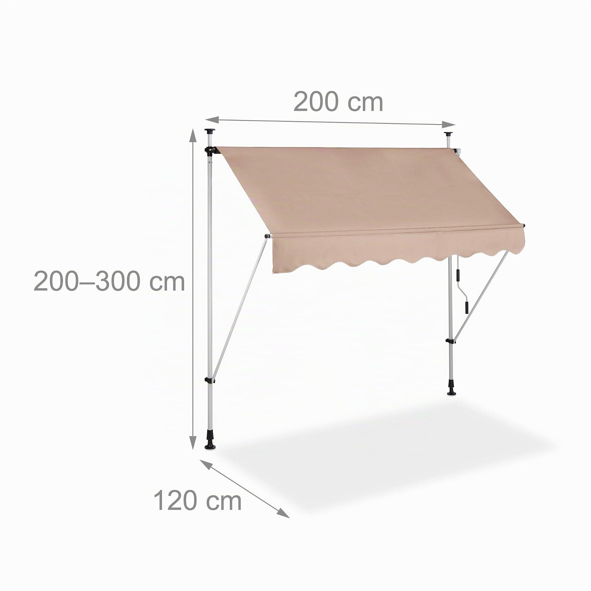 relaxdays-klemmmarkise-balkon-200-cm-beige-mit-handkurbel-ohne-bohren image 5