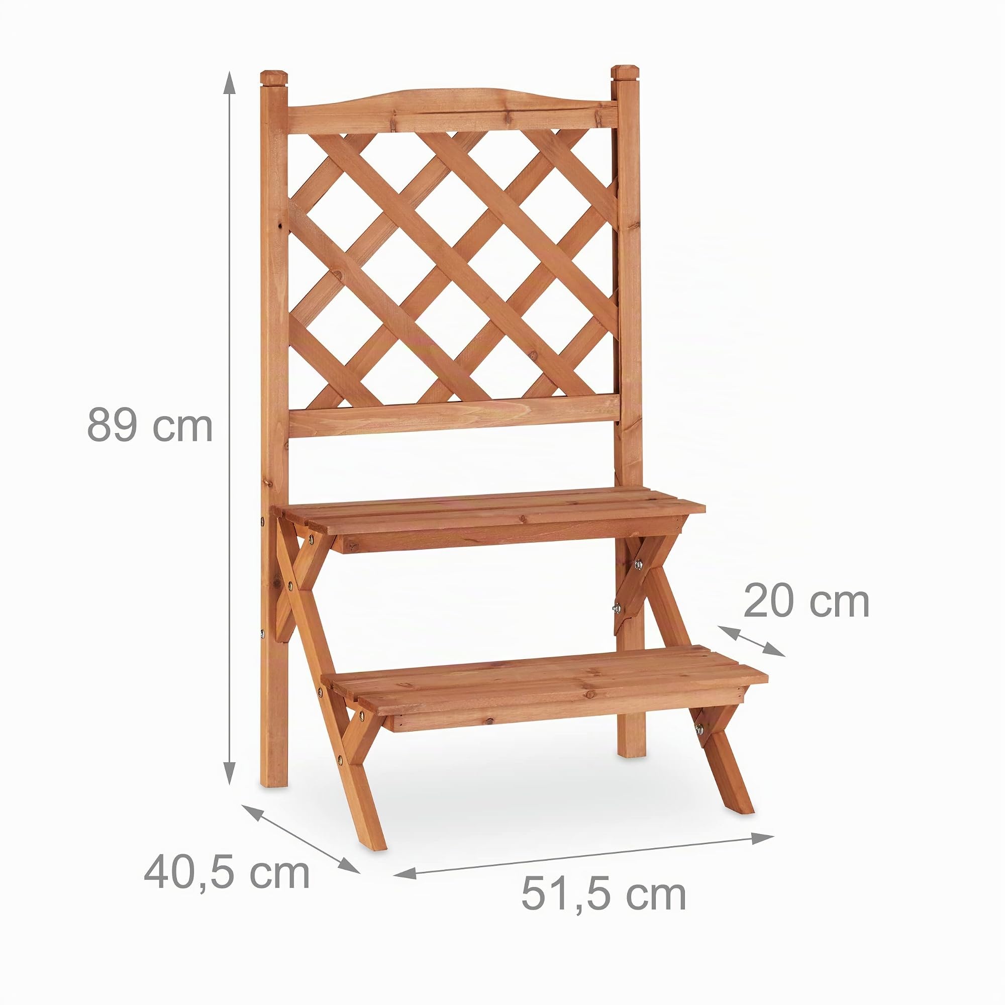relaxdays-blumentreppe-mit-rankgitter-2-stufen-tannenholz-89x51x40-cm-natur image 4