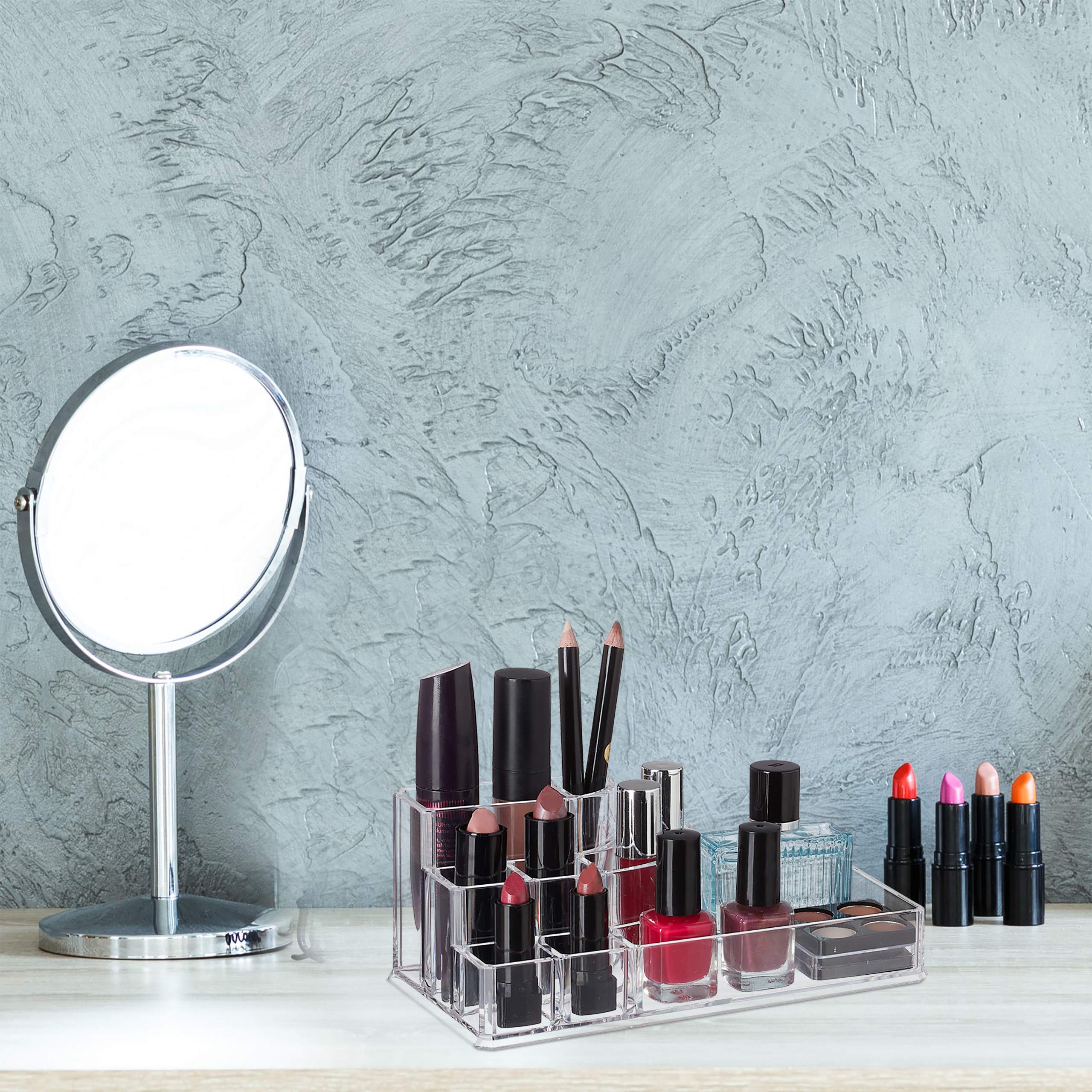 relaxdays-kosmetik-organizer-acryl-8-f-cher-make-up-aufbewahrung-transparent image 2