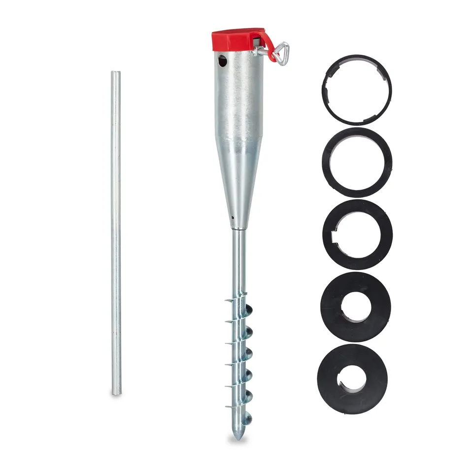 relaxdays-bodenh-lse-sonnenschirm-silber-drehh-lse-stahl-verzinkt-mit-adapter-25 image 1