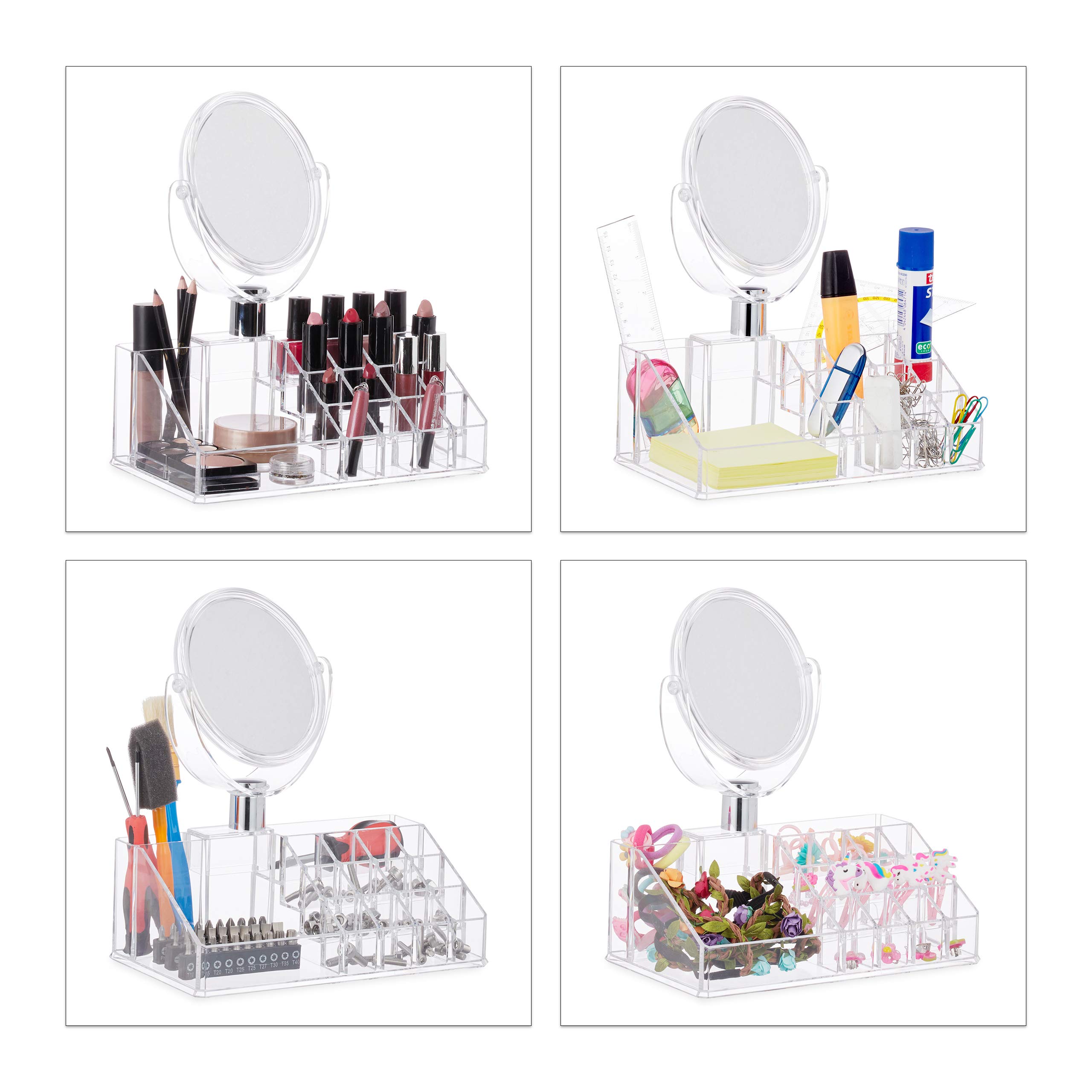 relaxdays-make-up-organizer-16-f-cher-mit-spiegel-transparent image 2