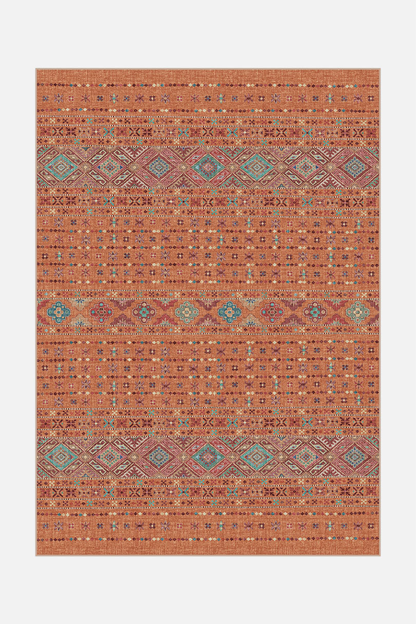 teppana-noura-zimt-teppich-waschbarer-boho-teppich-bunt image 1