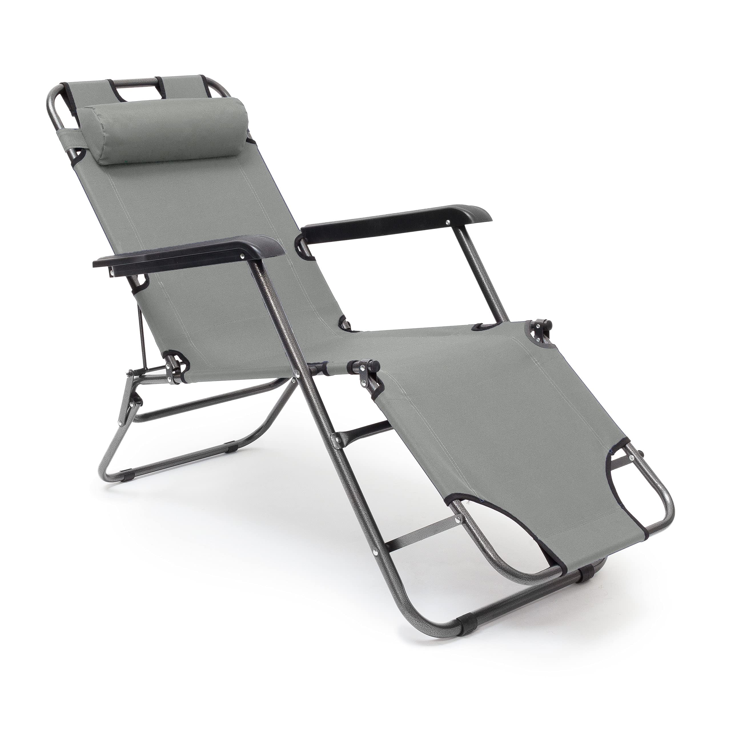 relaxdays-liegestuhl-sonnenliege-klappbar-anthrazit-mit-kissen image 1