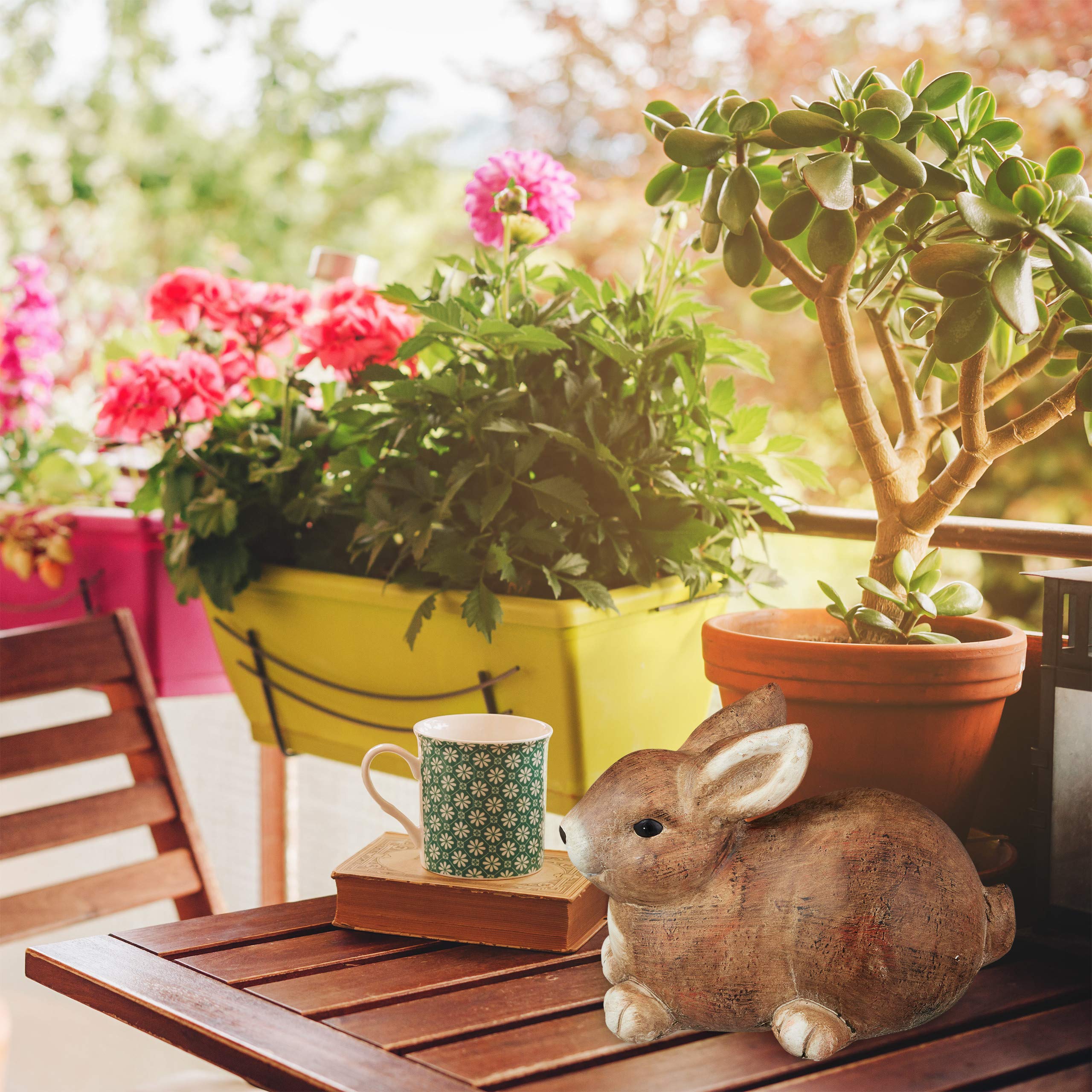 relaxdays-gartenfigur-hase-sitzender-langohr-aus-keramik-braun-frostsicher-wette image 2