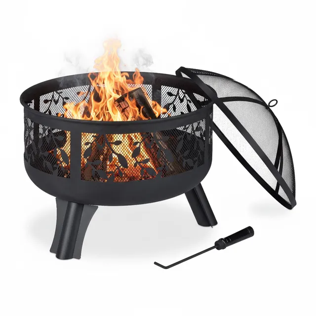 relaxdays-feuerschale-mit-funkenschutz-60-x-60-cm-schwarz image 1