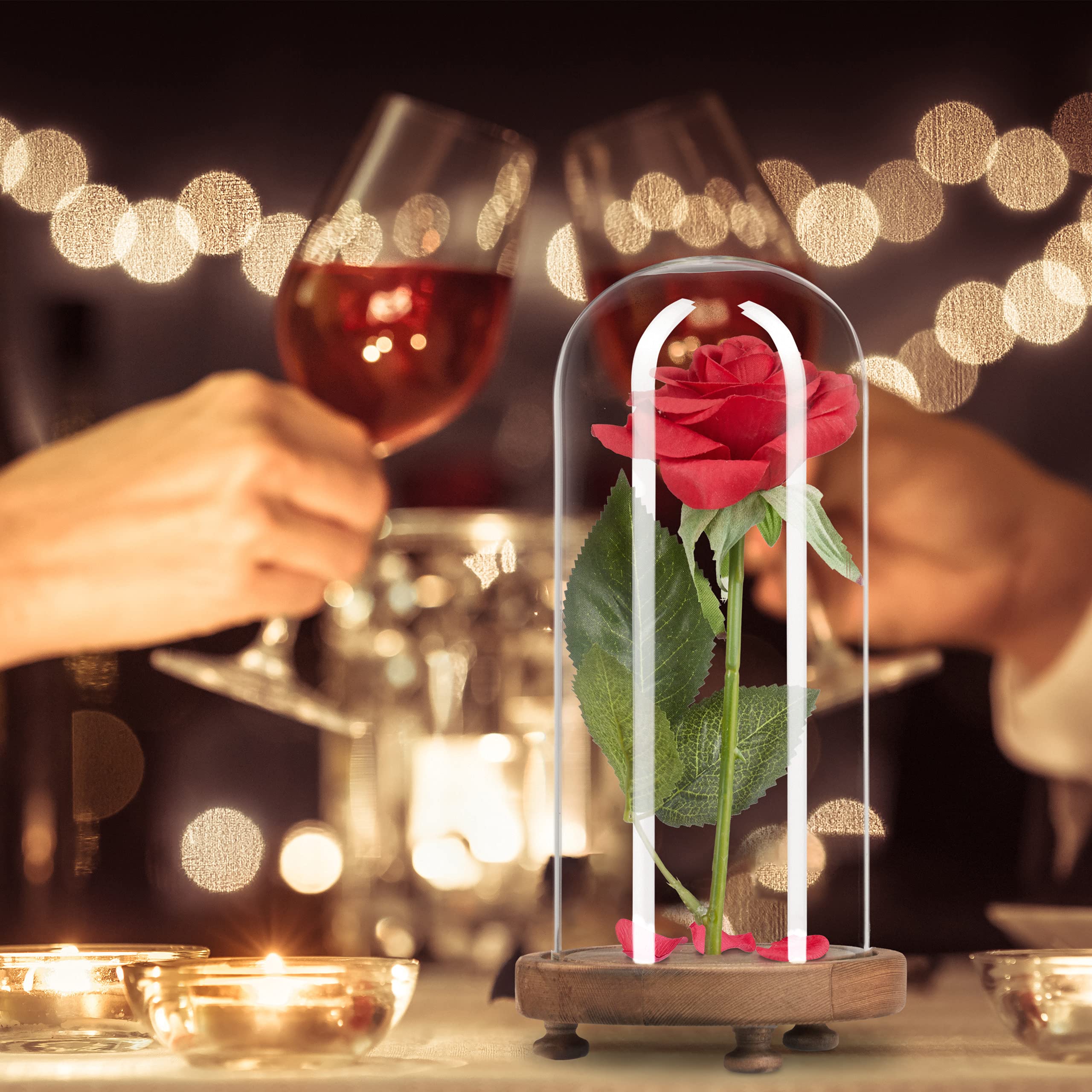 relaxdays-ewige-rose-im-glas-kunstrose-rot-auf-holzsockel-mit-geschenkbox image 5