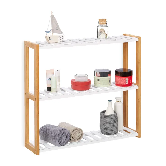 relaxdays-wandregal-mit-3-ablagen-54x60x15-cm-badregal-k-chenregal-bambus-wei image 1