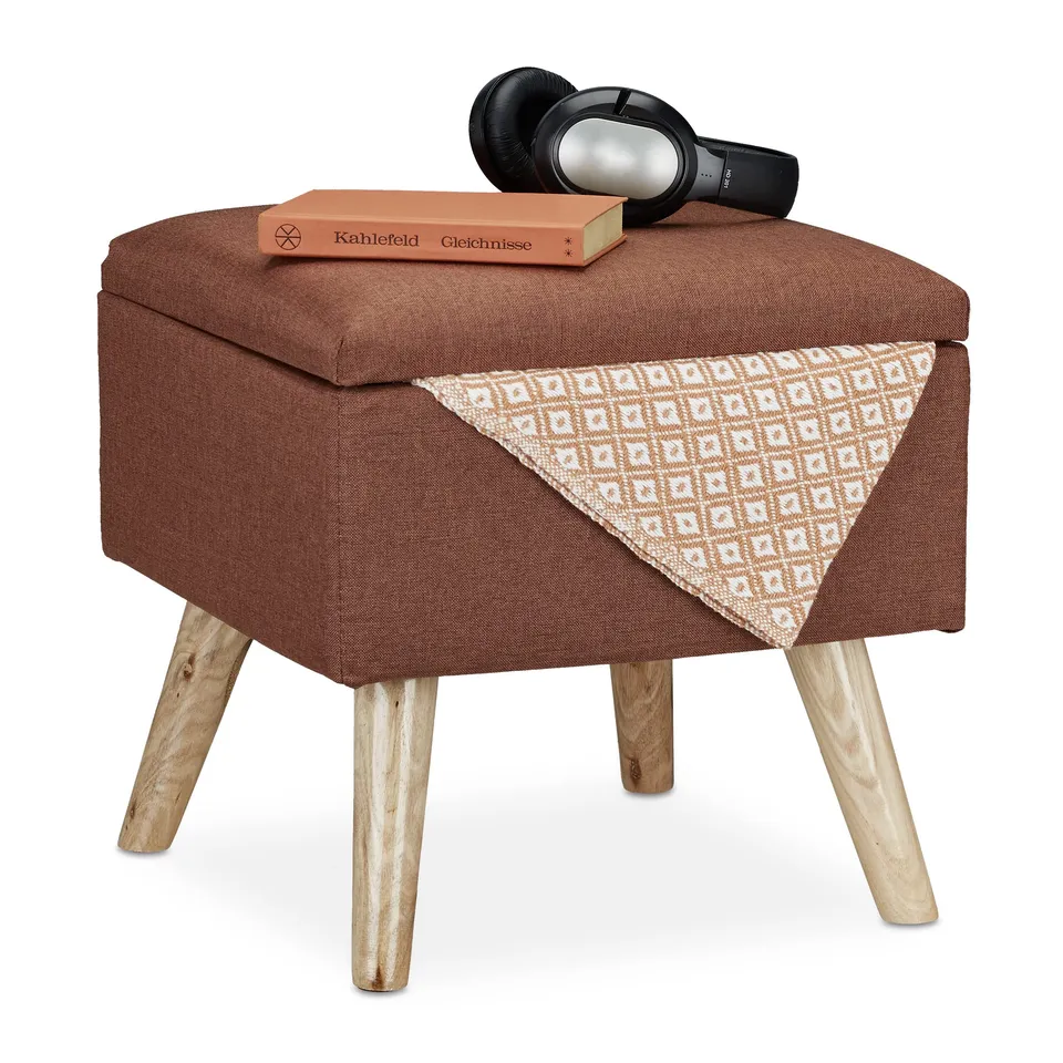 relaxdays-hocker-mit-stauraum-40-x-40-x-40-cm-kunstleinen-braun image 1