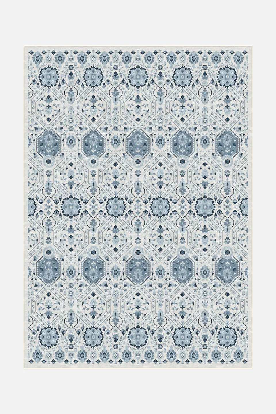 teppana-hangi-blau-waschbarer-teppich-floral-klassisch-blau-gr-n image 1