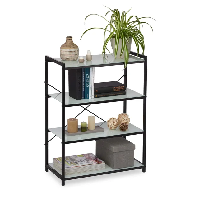 relaxdays-standregal-metall-glas-4-f-cher-79x60x30-cm-schwarz image 1