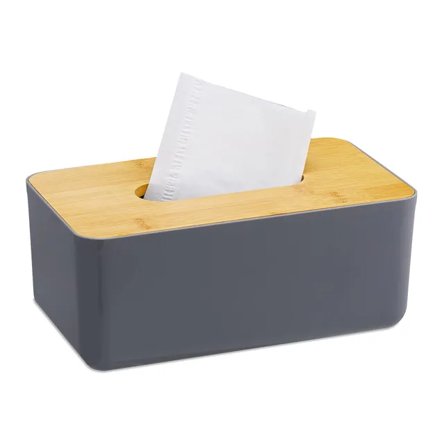 relaxdays-taschentuchbox-nachf-llbar-bambus-deckel-grau-10x23x13-cm image 1