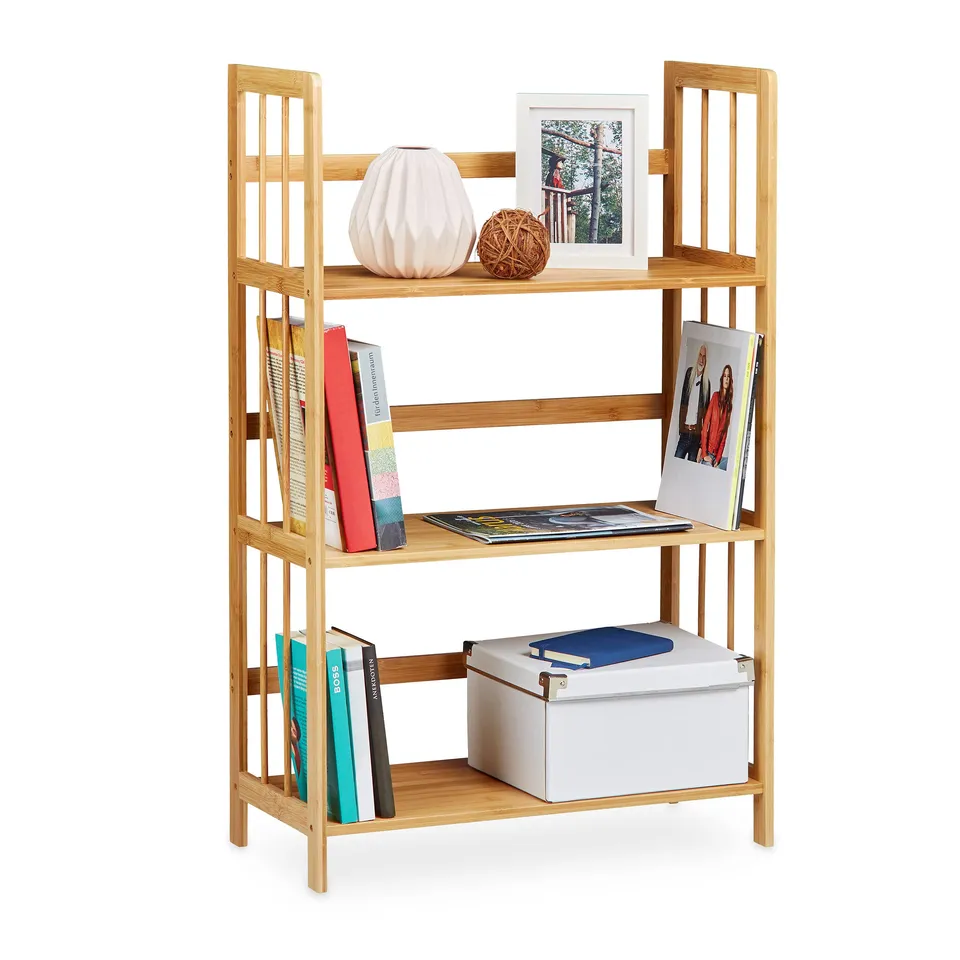relaxdays-standregal-bambus-3-ablagen-natur-braun image 1