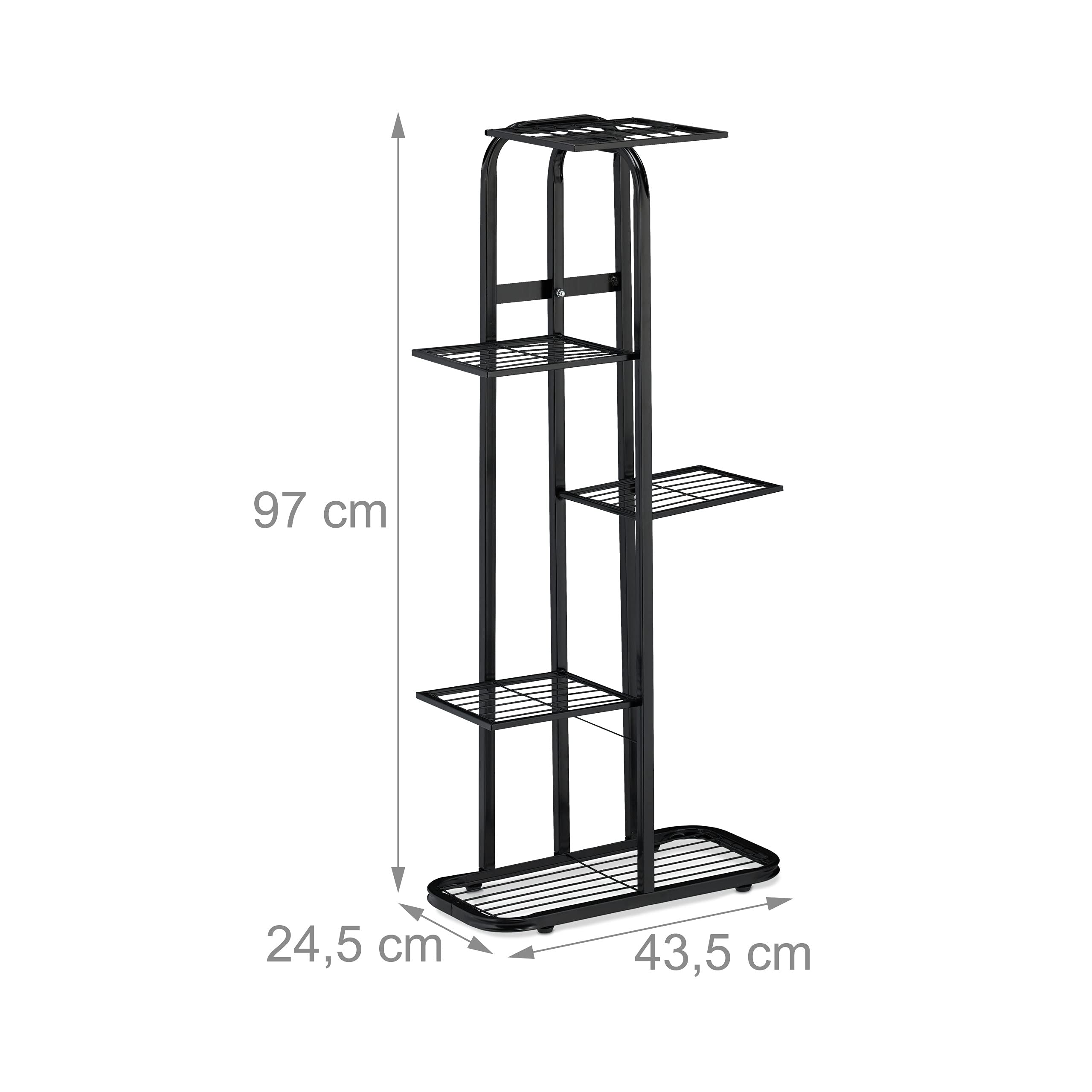 relaxdays-blumentreppe-metall-schwarz-5-ablagen-pflanzregal-97-cm image 4