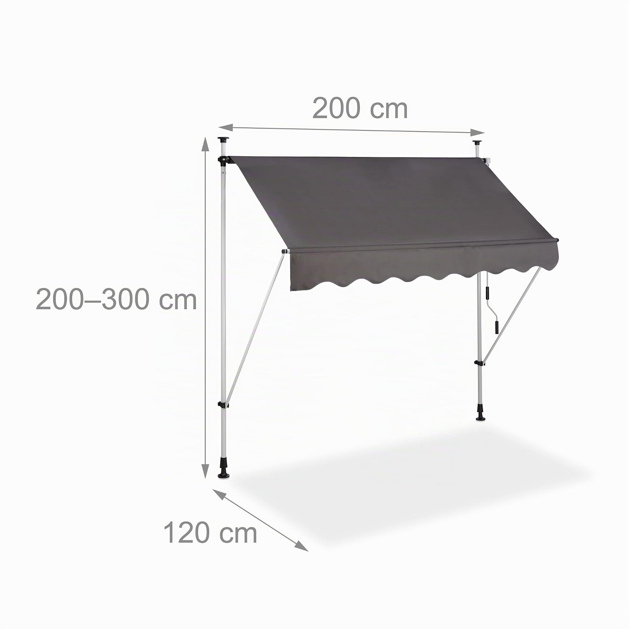 relaxdays-klemmmarkise-balkon-200-cm-grau-mit-handkurbel-ohne-bohren image 4