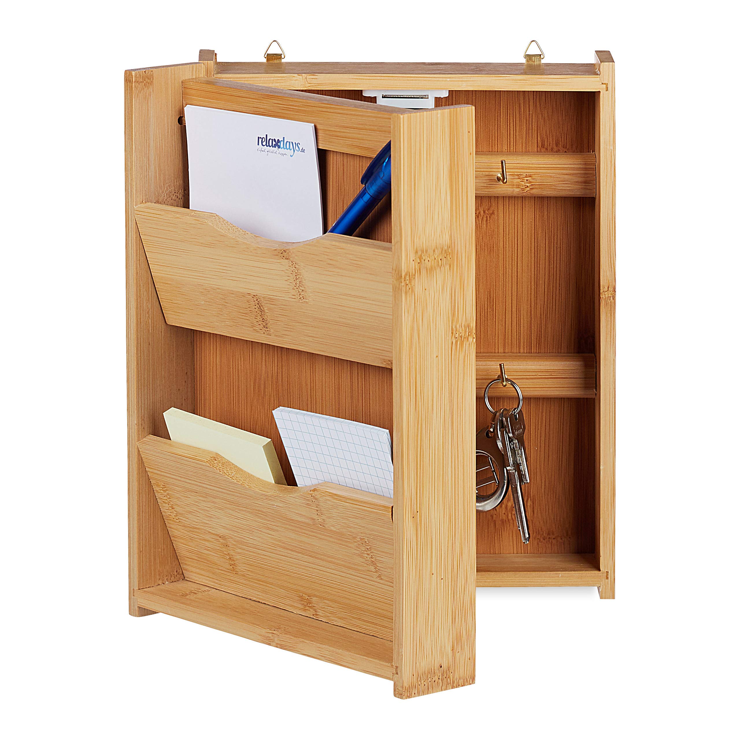 relaxdays-schl-sselkasten-bambus-26-x-20-x-9-cm-6-haken-natur image 3
