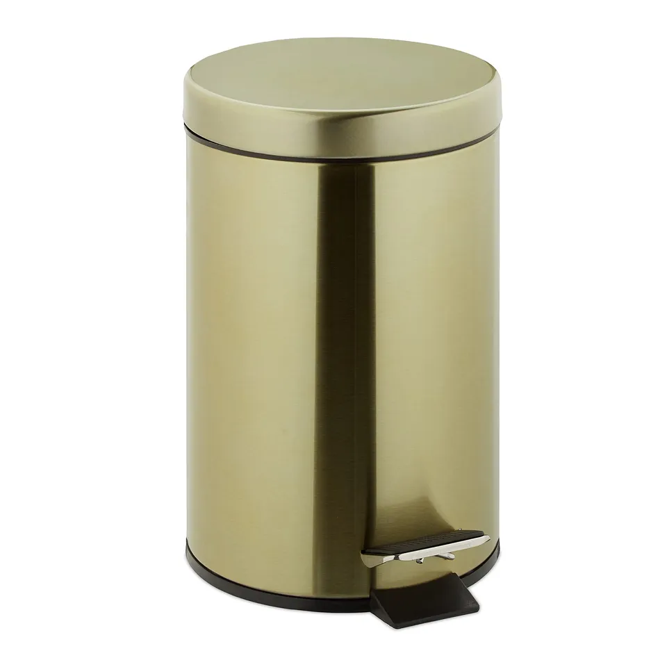 relaxdays-kosmetikeimer-3-liter-edelstahl-treteimer-gold image 1