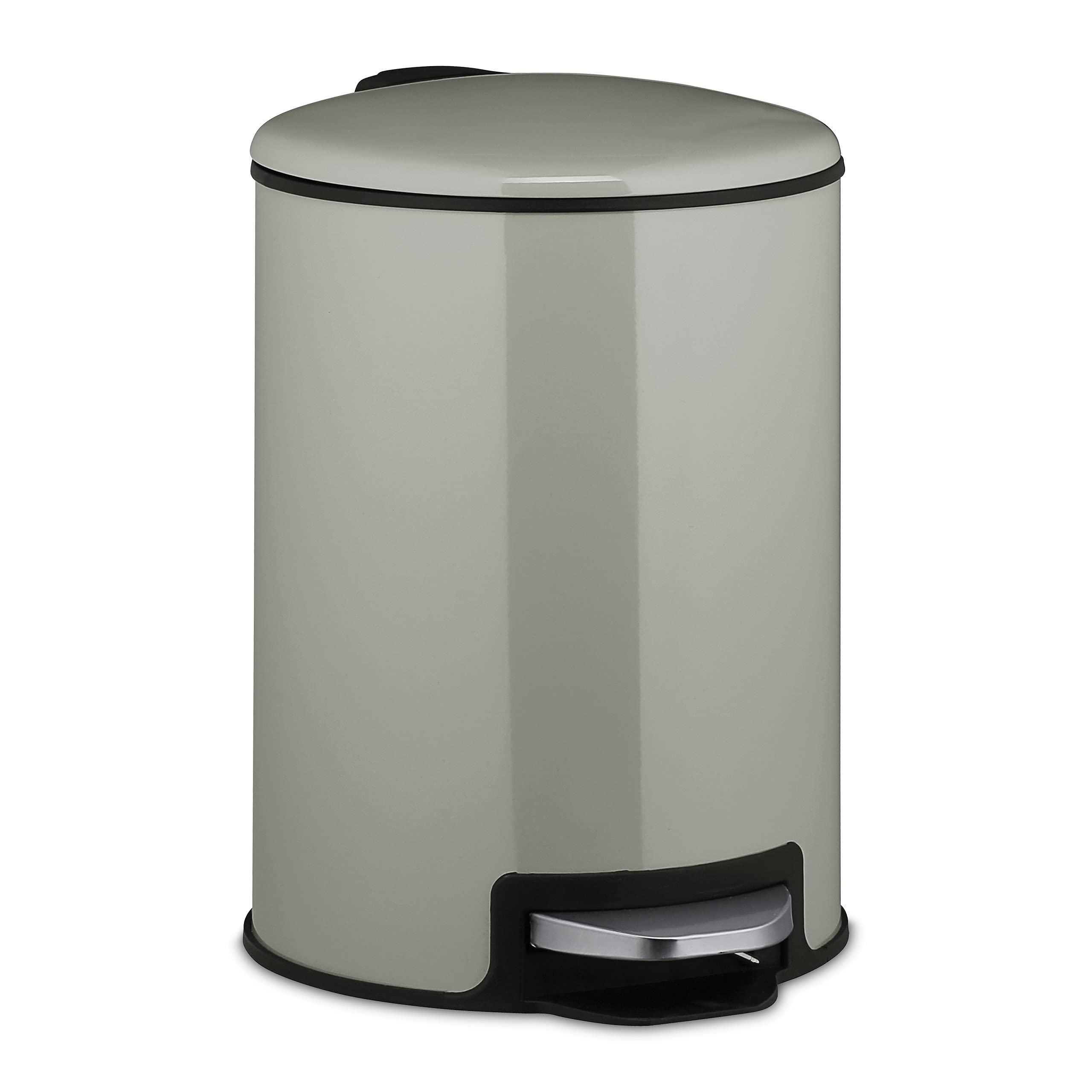 relaxdays-kosmetikeimer-3-liter-treteimer-mit-absenkautomatik-hellgrau image 1