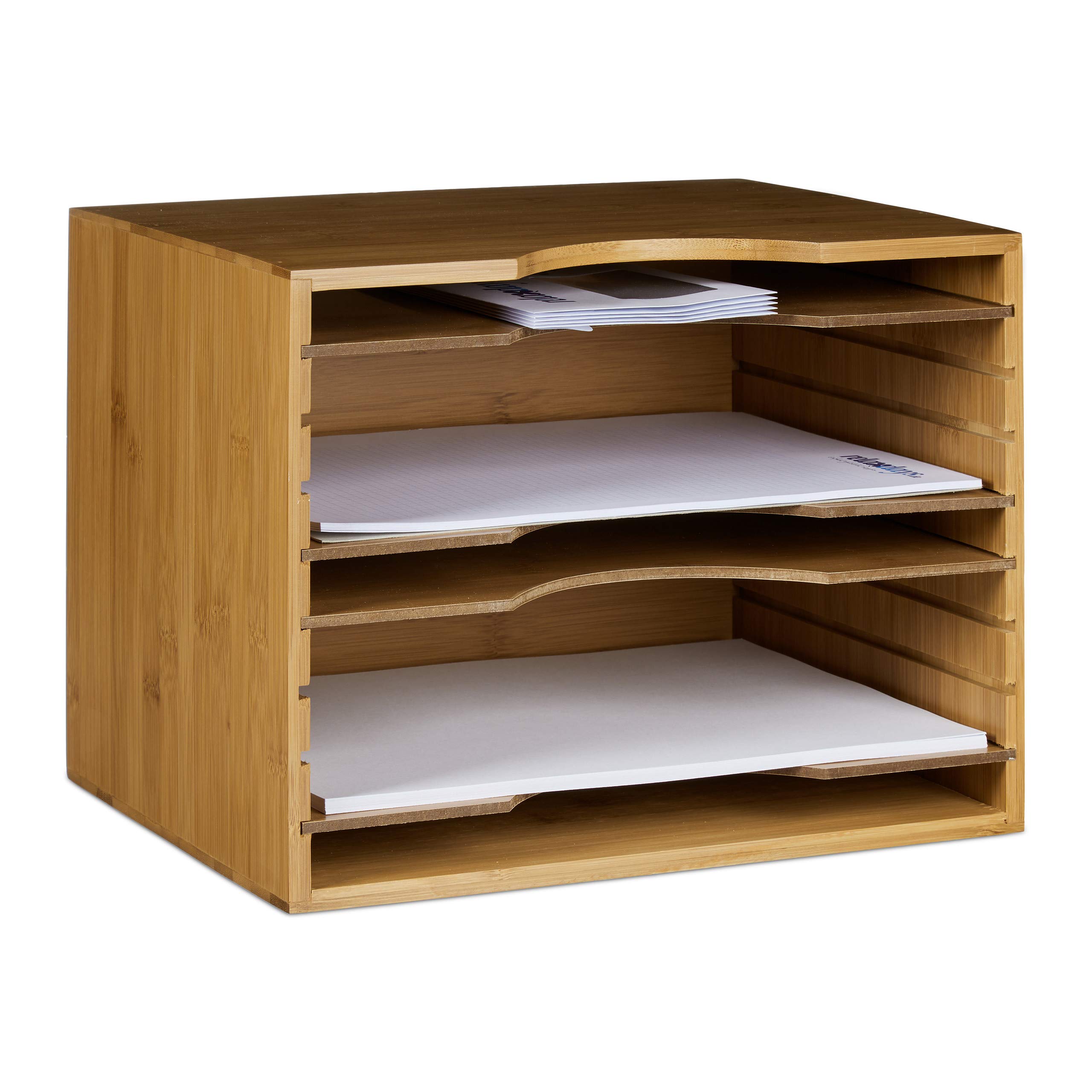 relaxdays-briefablage-bambus-mit-5-f-chern-dokumentenablage-26-x-33-x-24-5-cm-na image 3