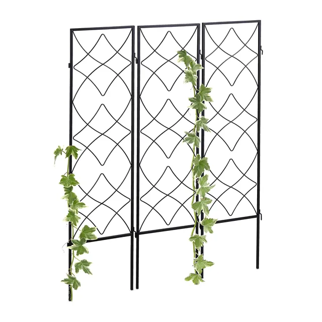 relaxdays-rankgitter-metall-3er-set-spalier-rankhilfe-122-x-31-cm-schwarz image 1