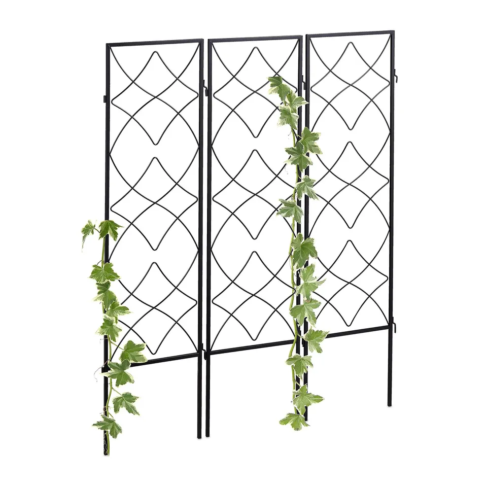 relaxdays-rankgitter-metall-3er-set-spalier-rankhilfe-122-x-31-cm-schwarz image 1
