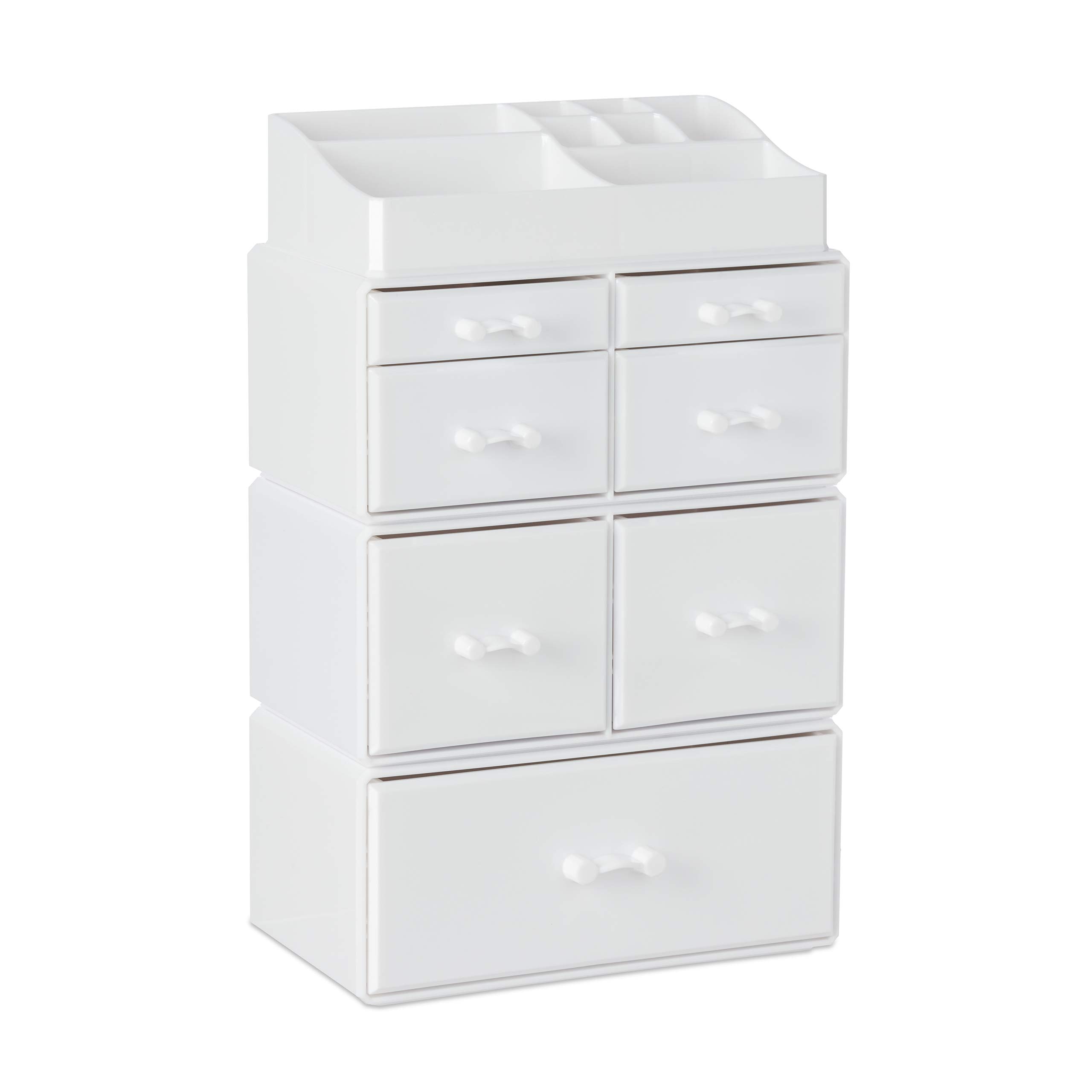 relaxdays-make-up-organizer-acryl-wei-xxl-tower-mit-7-schubladen image 1