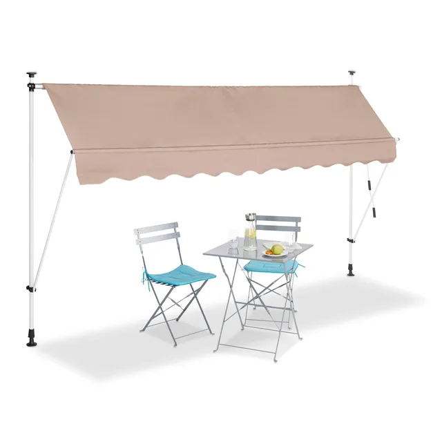 relaxdays-klemmmarkise-beige-einziehbar-300-x-120-cm-ohne-bohren image 1