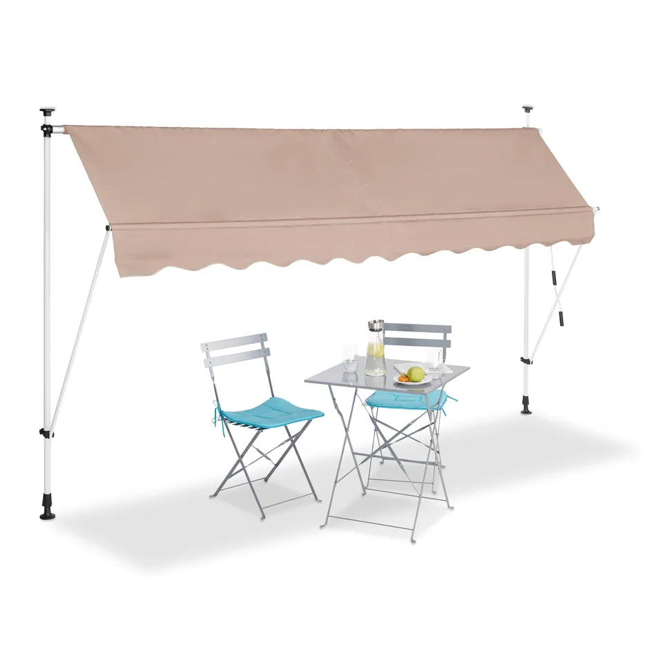 relaxdays-klemmmarkise-beige-einziehbar-300-x-120-cm-ohne-bohren image 1