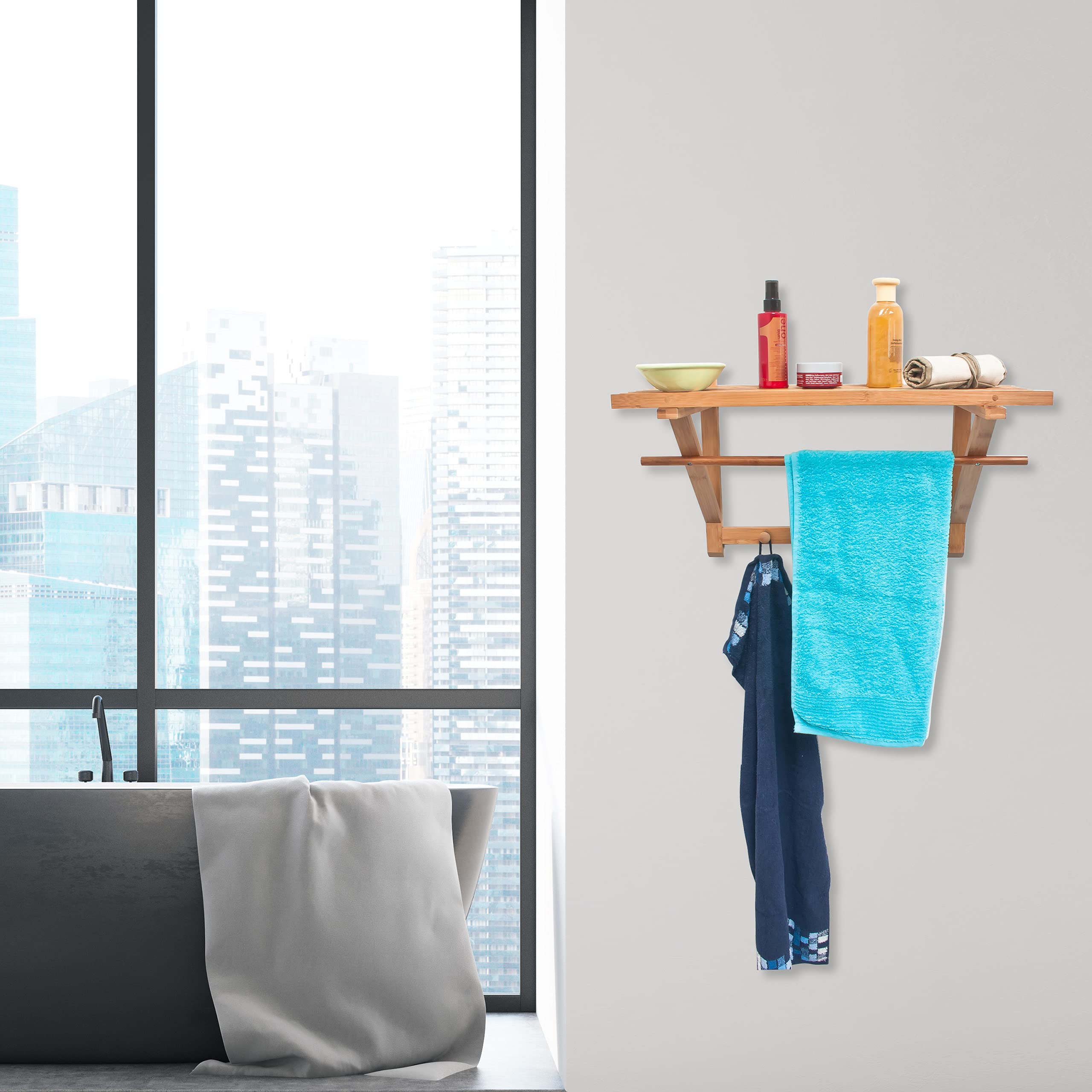 relaxdays-wandgarderobe-bambus-mit-hutablage-natur-35-x-60-x-30-cm image 2